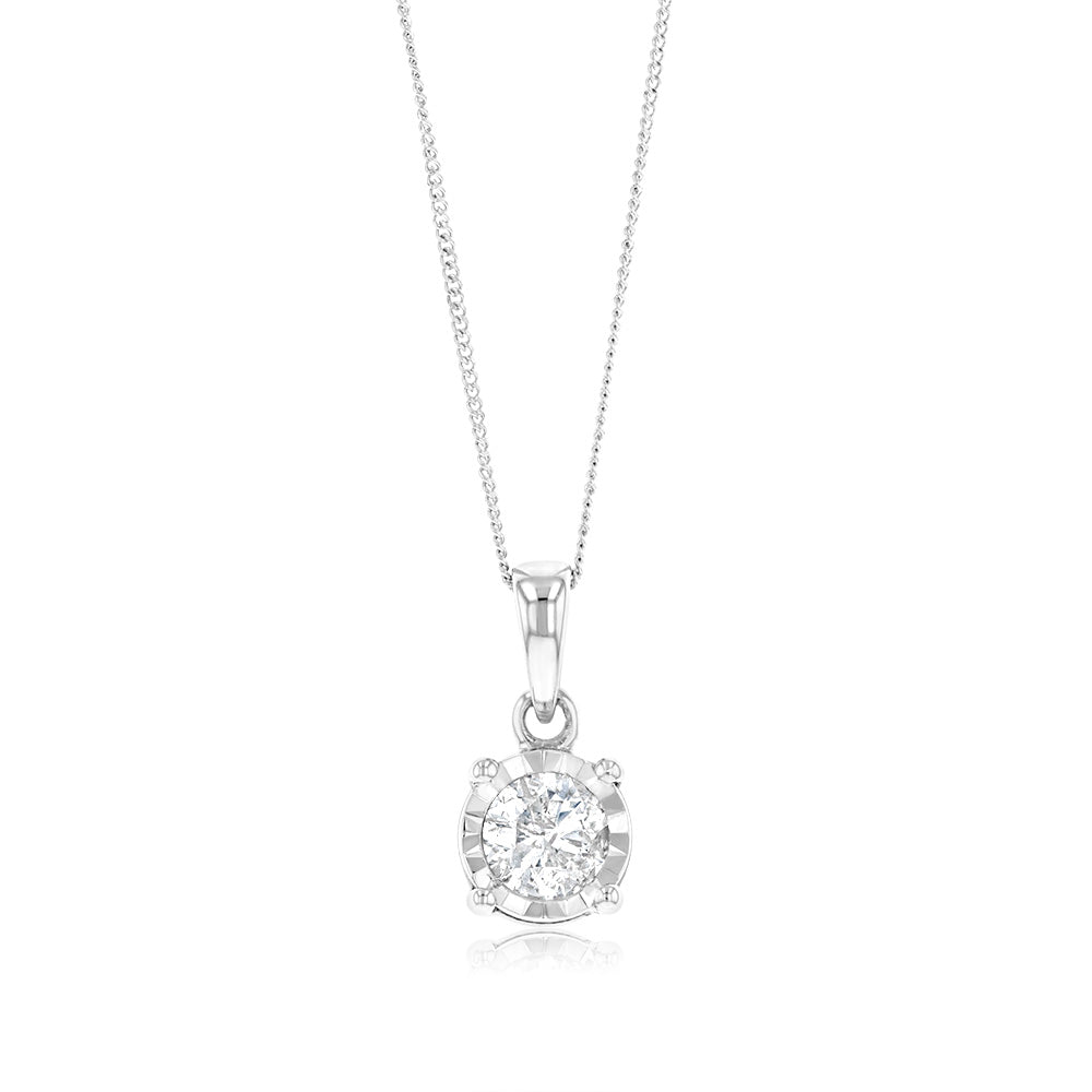 10ct White Gold 0.25 Carat Diamond Solitaire Pendant Necklace with 45cm Chain - Elegant Jewelry Gift for Women, Perfect for Anniversary, Birthday & Special Occasions