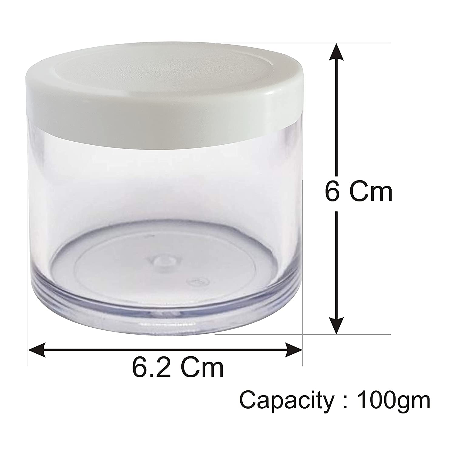 Dinemart 6-Pack 100GM Clear Cosmetic Jars with White Lids & Inner Plugs - Leakproof DIY Containers for Creams, Gels, Lip Balms, Body Butters & Skincare Products | Perfect for Home Beauty Recipes & Travel-Size Storage