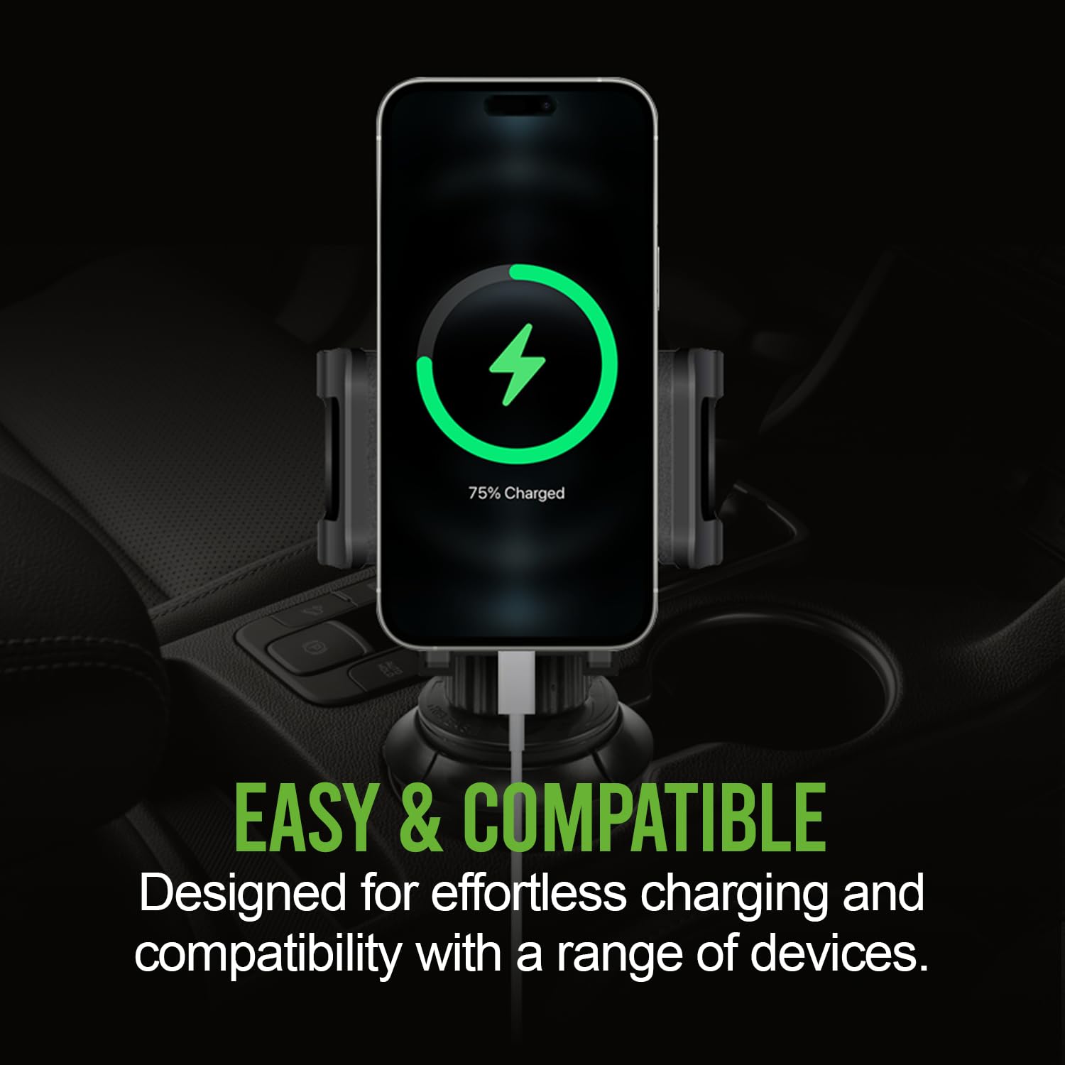 Universal Adjustable Car Cup Holder Phone Mount - Compatible with iPhone, Samsung, Moto & Google Pixel - Perfect for Hands-Free Navigation & Safe Driving