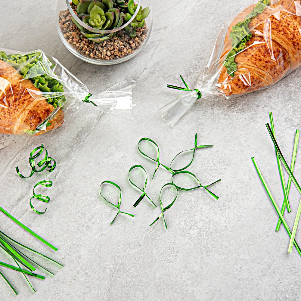 Green Metallic Twist Ties for Bags - 500 Count Box | Secure & Organize Food, Produce, and Packaging | Perfect for Kitchen, Grocery, and Storage Use