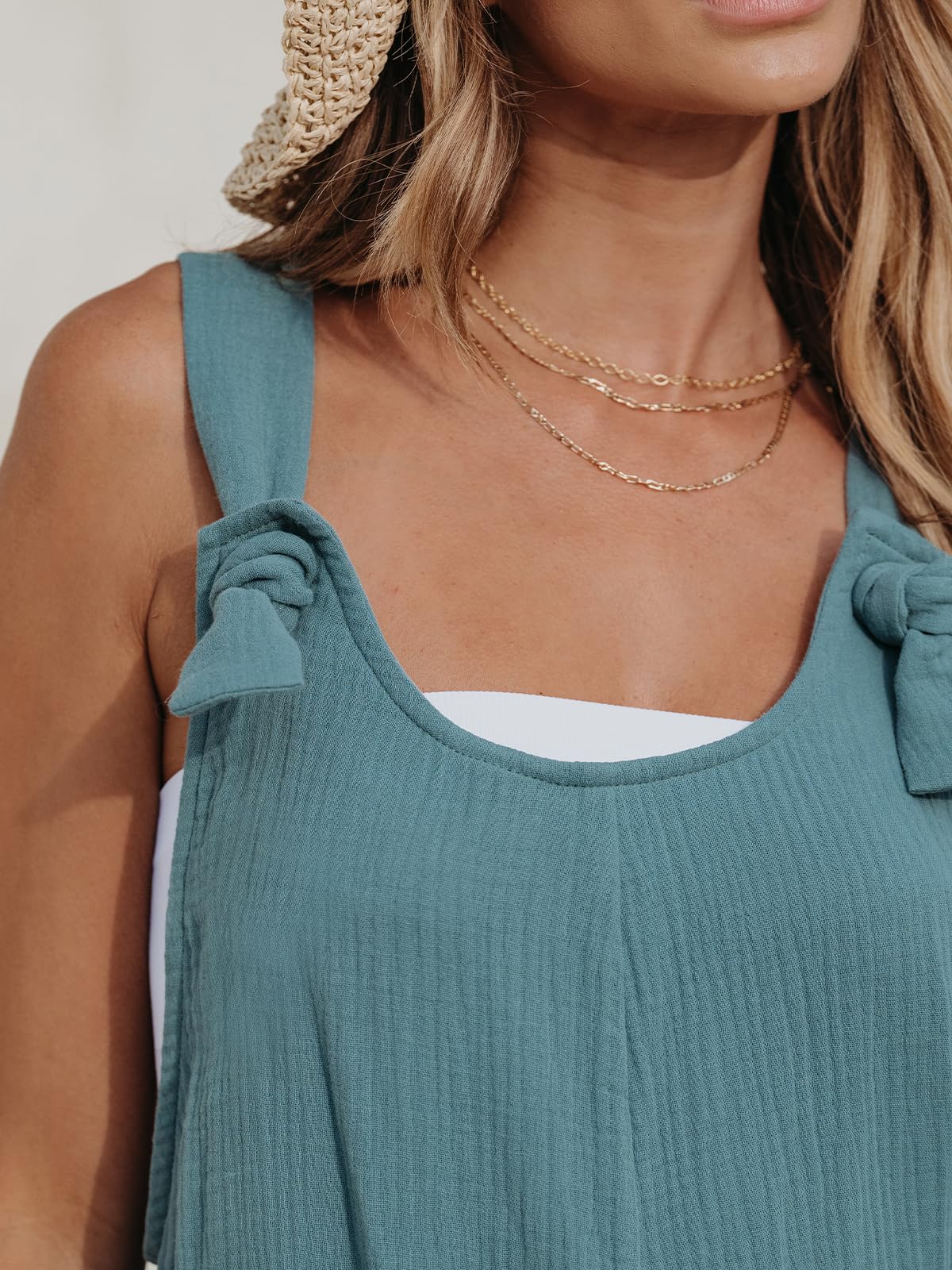 CUPSHE Women's Sleeveless Jumpsuit - Adjustable Loose Romper with Pockets for Beach, Travel & Summer Vacation Outfits | Casual Wear, Outdoor Activities & Weekend Getaways