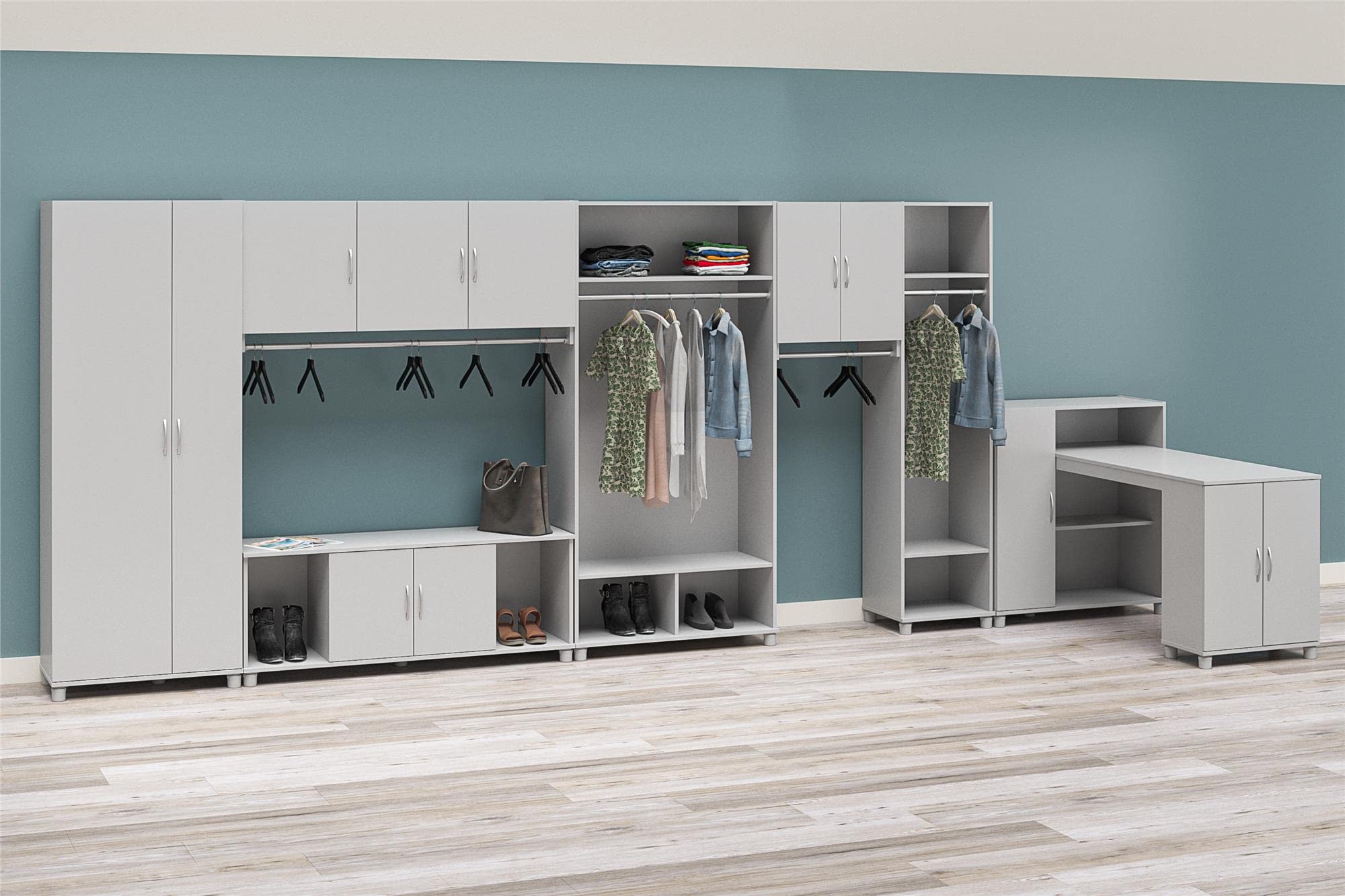 Lory Hobby and Craft Desk with Storage Cabinet in Dove Gray - Perfect for DIY Projects, Scrapbooking & Home Office Organization