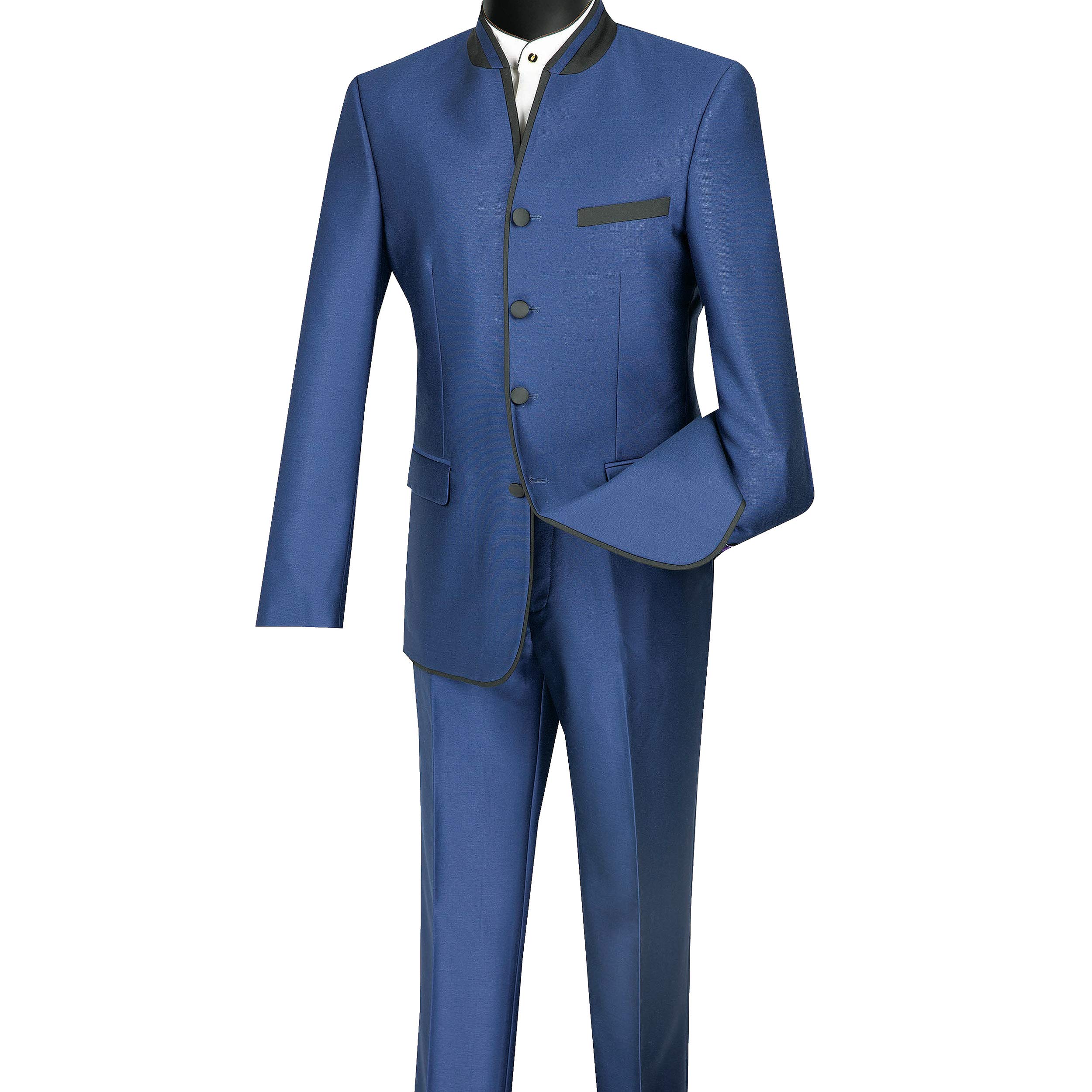 Slim Fit Mandarin Collar Nehru Jacket Suit with Banded Trim - Includes 1 Pair of Socks | Formal Wear for Weddings, Business Meetings & Special Occasions