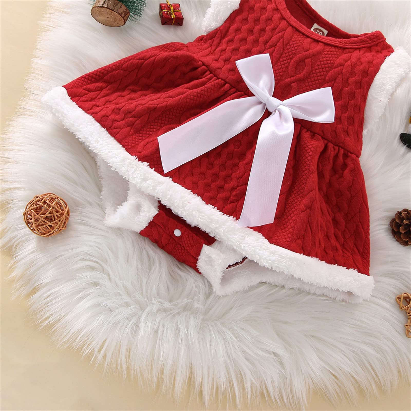 6 Months Baby Girl Christmas Dress - Sleeveless Patchwork Bowknot Princess Outfit for Newborn & Toddler (Size 2T) | Holiday Photo Shoot, Party Wear & Special Occasion Outfit