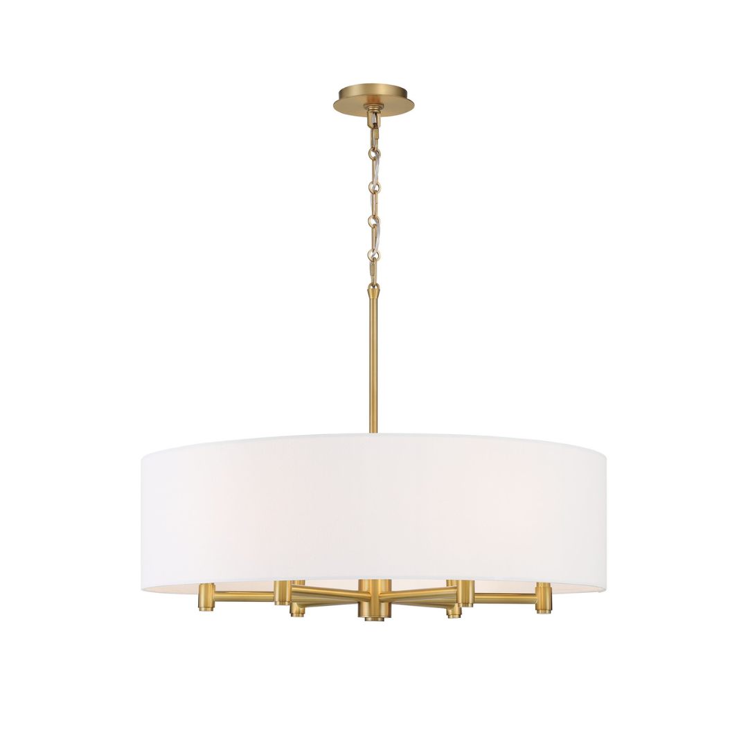 Flux 6-Light Modern Chandelier in Antique Brass - Elegant Dining Room & Bedroom Lighting Fixture for Home Decor