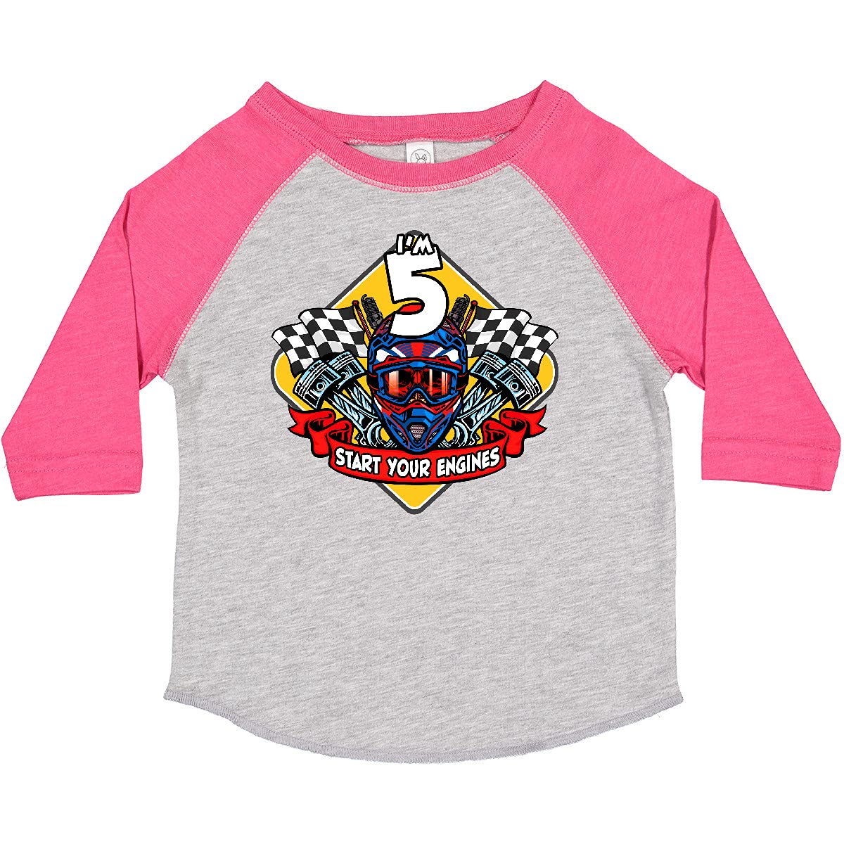 Inktastic Race Car 5th Birthday Toddler T-Shirt - Cute Toddler Boy's Racing Themed Birthday Outfit for Parties & Celebrations