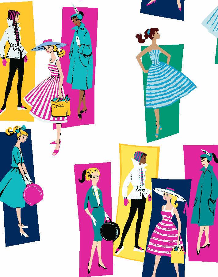 Barbie™ Mod Shapes Wallpaper - Emerald Berry Green Geometric Peel & Stick Wallpaper for Kids Room, Nursery, Playroom Decor