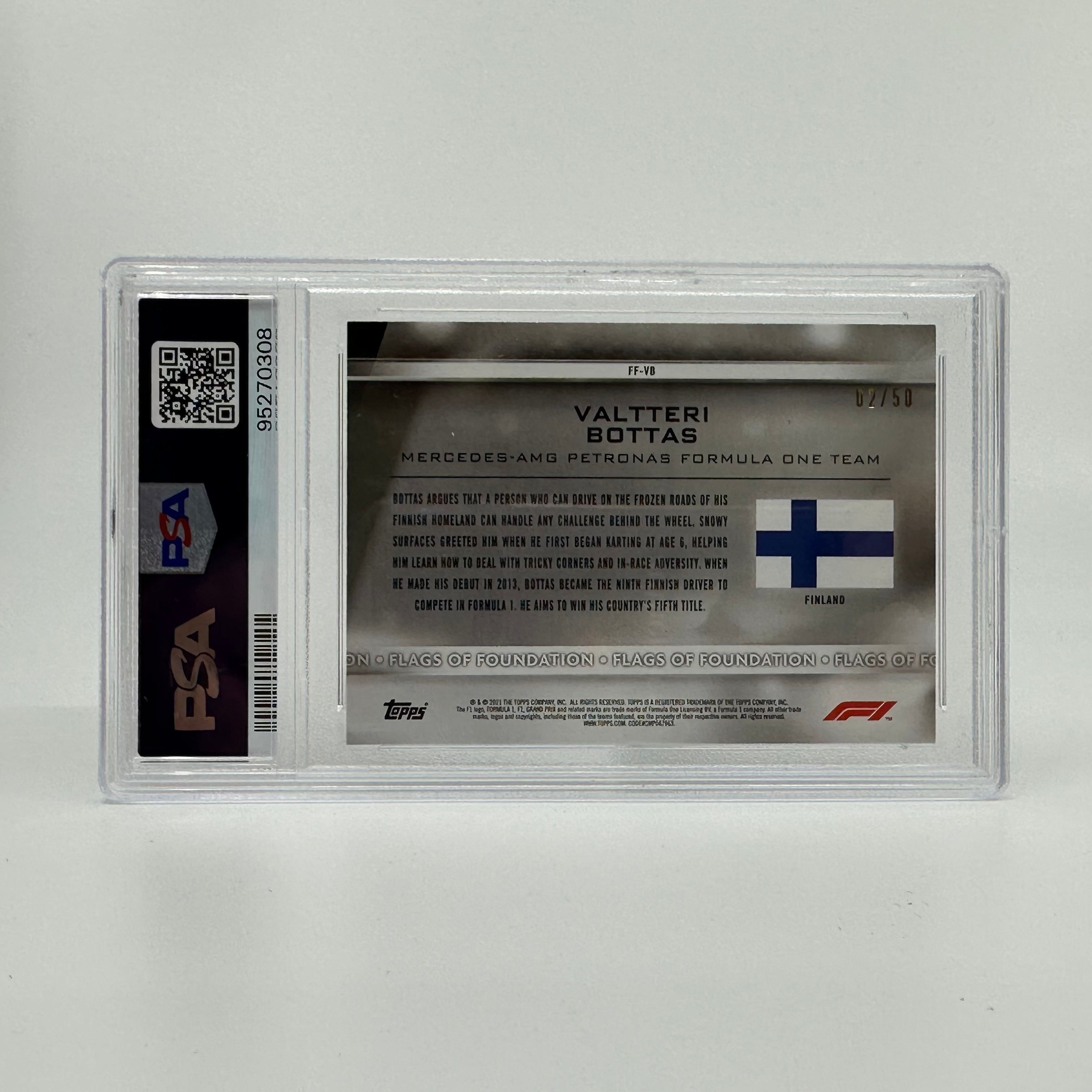 PSA 8 2002 Valteri Bottas #FF VB Flags Of Foundation Gold Autographed Racing Card - Perfect for F1 Collectors & Memorabilia Enthusiasts