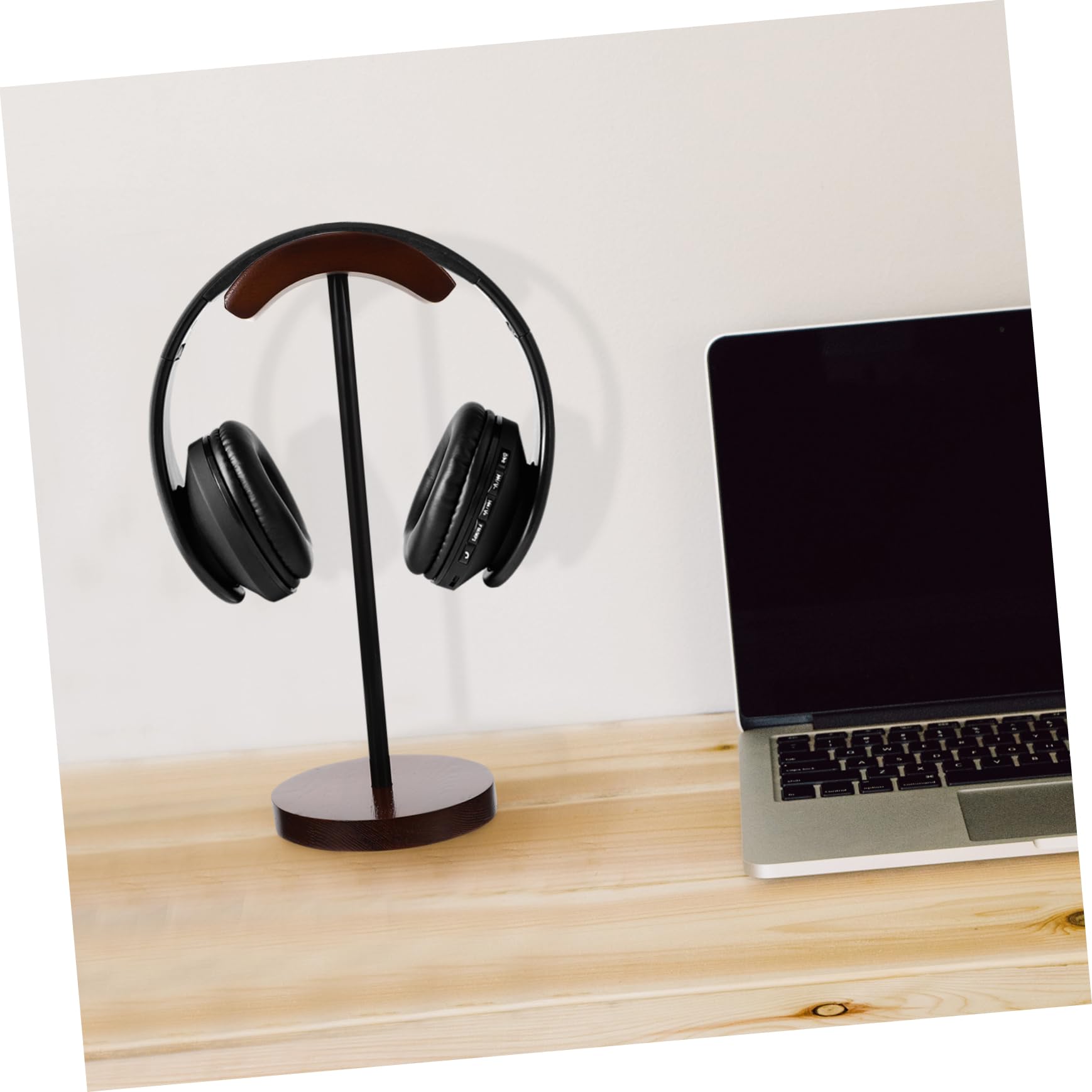 Premium Wooden Headset Stand - Mikikit Desktop Headphone Holder & Organizer for Computer, Gaming, and Office Use - Stylish Earphone Storage Rack for Home and Workspace