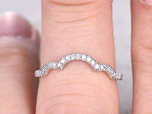 0.50 Carat Diamond Wedding Band - 18k Gold Plated Curved Anniversary Ring for Women - Perfect for Bridal, Engagement & Special Occasions