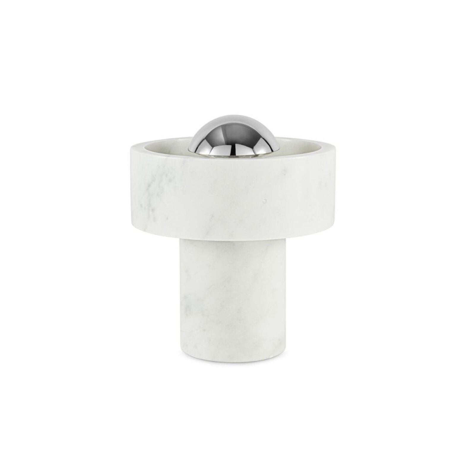 TOM DIXON Stone Portable Lamp - White Marble & Chrome Finish | Rechargeable LED Table Light for Home, Office & Outdoor Use