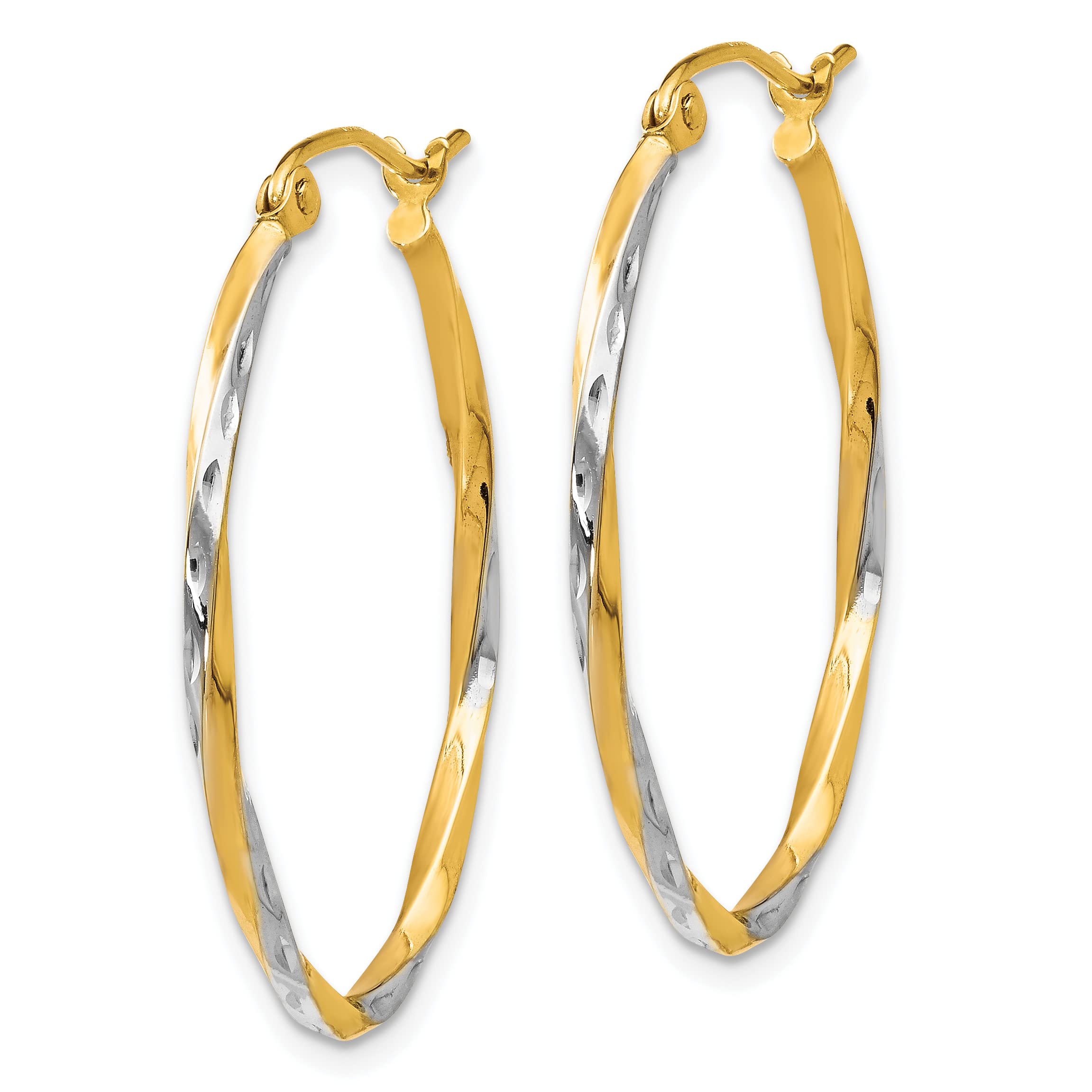 10K Gold Rhodium-Plated Oval Hinged Hoop Earrings for Women - Elegant Everyday & Special Occasion Jewelry Gift