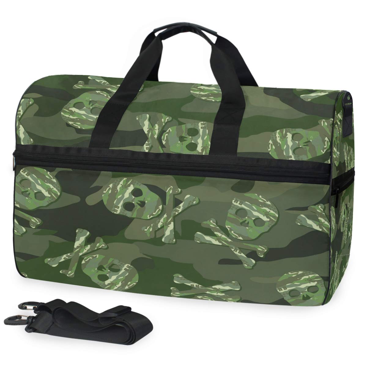 ALAZA Camouflage & Sugar Skull Gym Duffel Bag - Large Sports Travel Bag with Shoe Compartment for Men & Women - Perfect for Workouts, Travel & Gym Storage