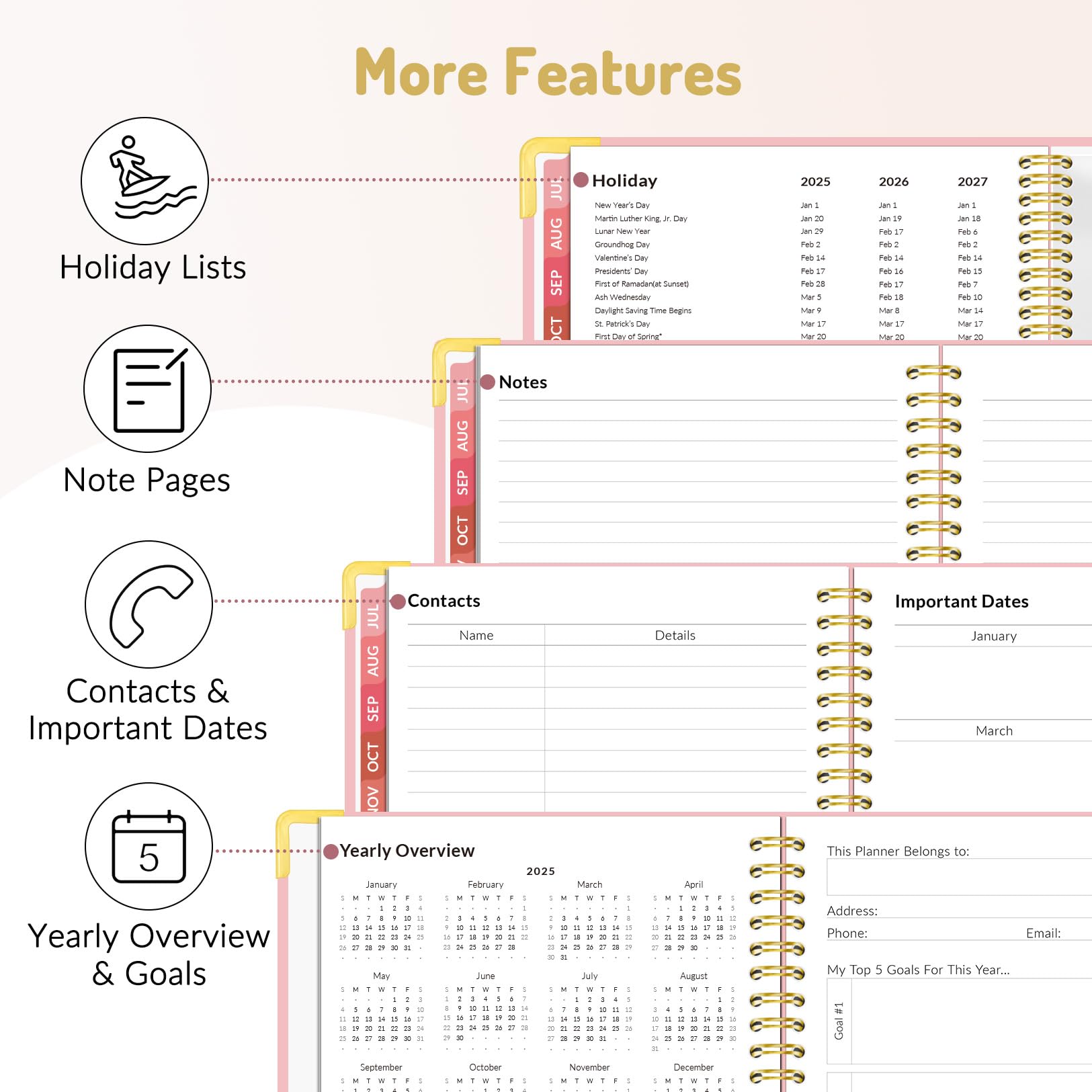 Forvencer 2025-2026 Academic Planner - Weekly & Monthly Hardcover Organizer with Tabs, 8.5