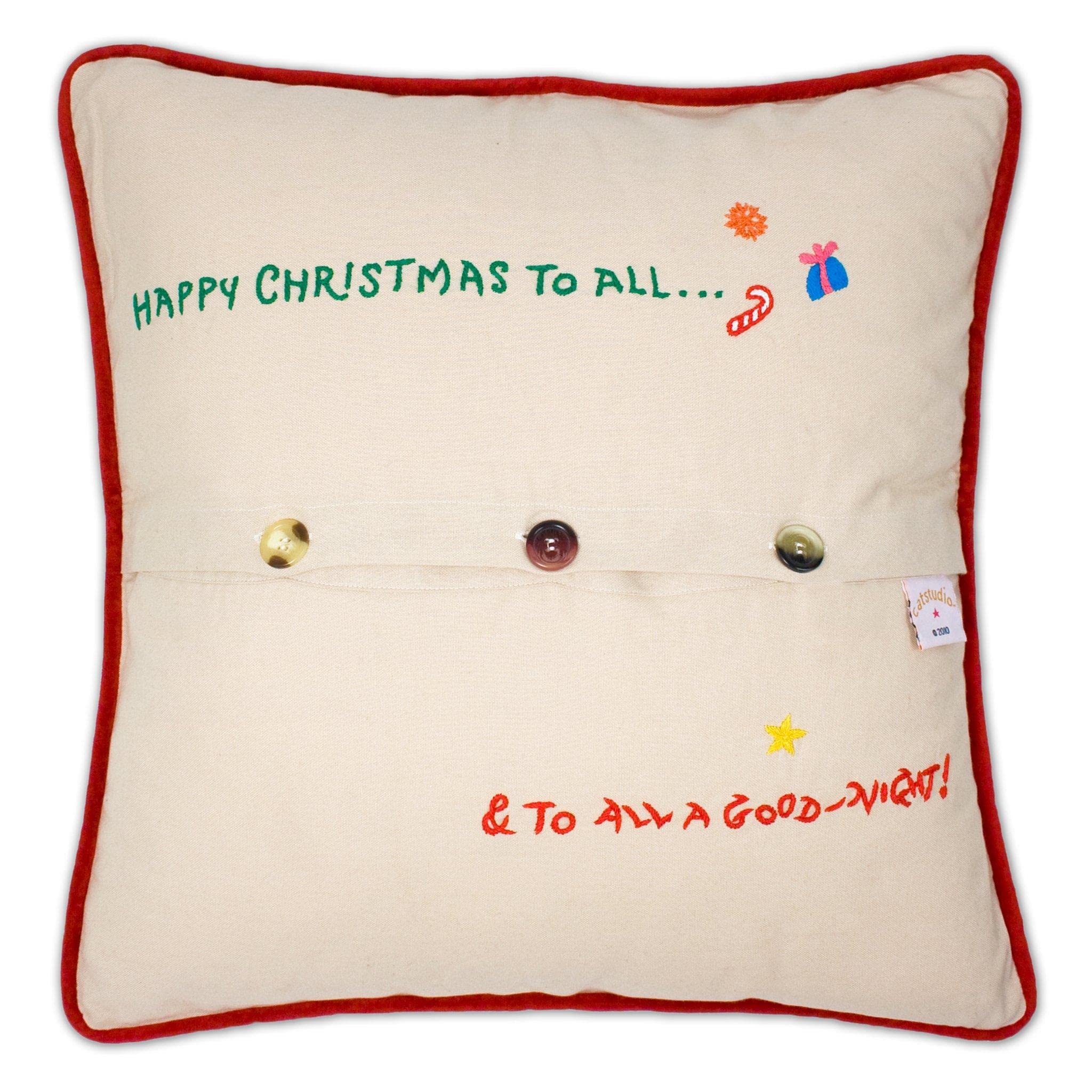 Catstudio Night Before Christmas Embroidered Holiday Pillow - Festive Winter Throw Pillow with Original Artwork for Christmas Decor | Perfect for Sofa, Bed, Fireplace Mantel & Holiday Home Decor