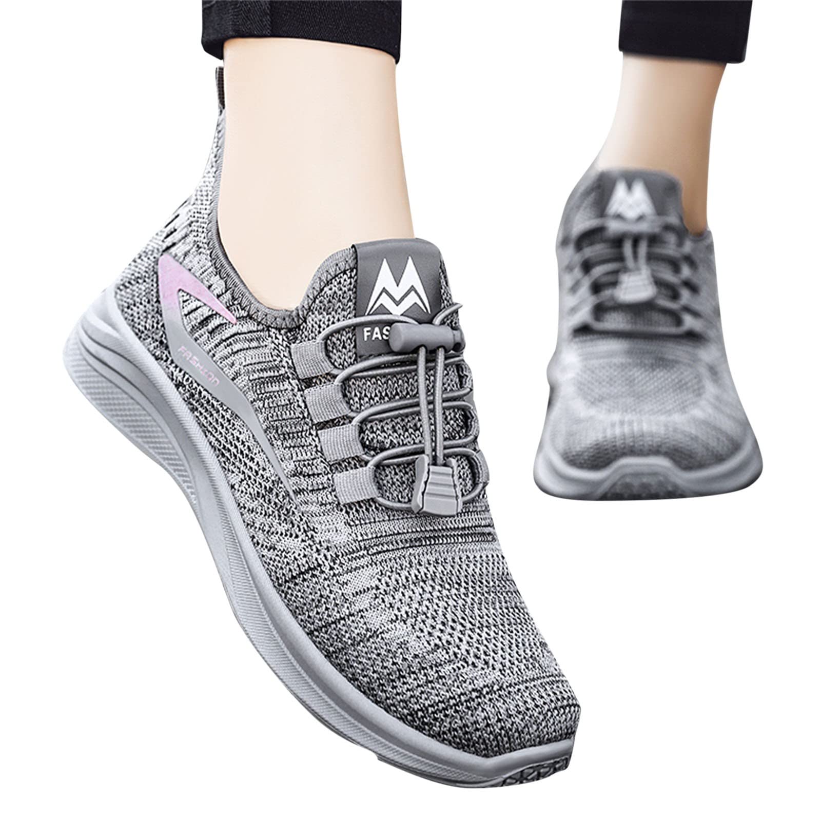Women's Breathable Mesh Slip-On Sneakers - Lightweight Elastic Running Shoes for Women - Non-Slip Casual Tennis Shoes with Adjustable Fit - Perfect for Jogging, Gym Workouts & Everyday Wear