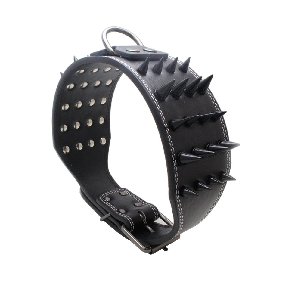 Cool Black Spiked Studded Leather Dog Collar - 3