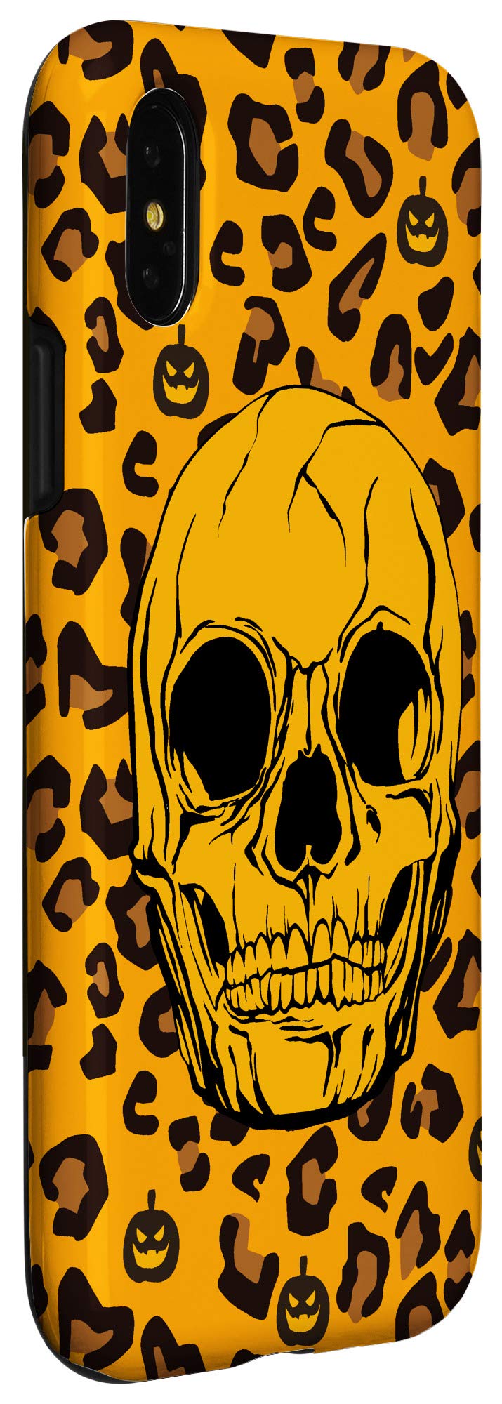 Halloween iPhone X/XS Phone Case - Pumpkin & Leopard Print Protective Cover for Trick or Treat, Parties & Fall Festivals