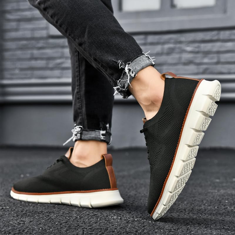 Breeze Men's Oxford Lace-Up Shoes - Lightweight Casual & Dress Shoes for Comfortable Walking | Perfect for Office, Travel & Everyday Wear