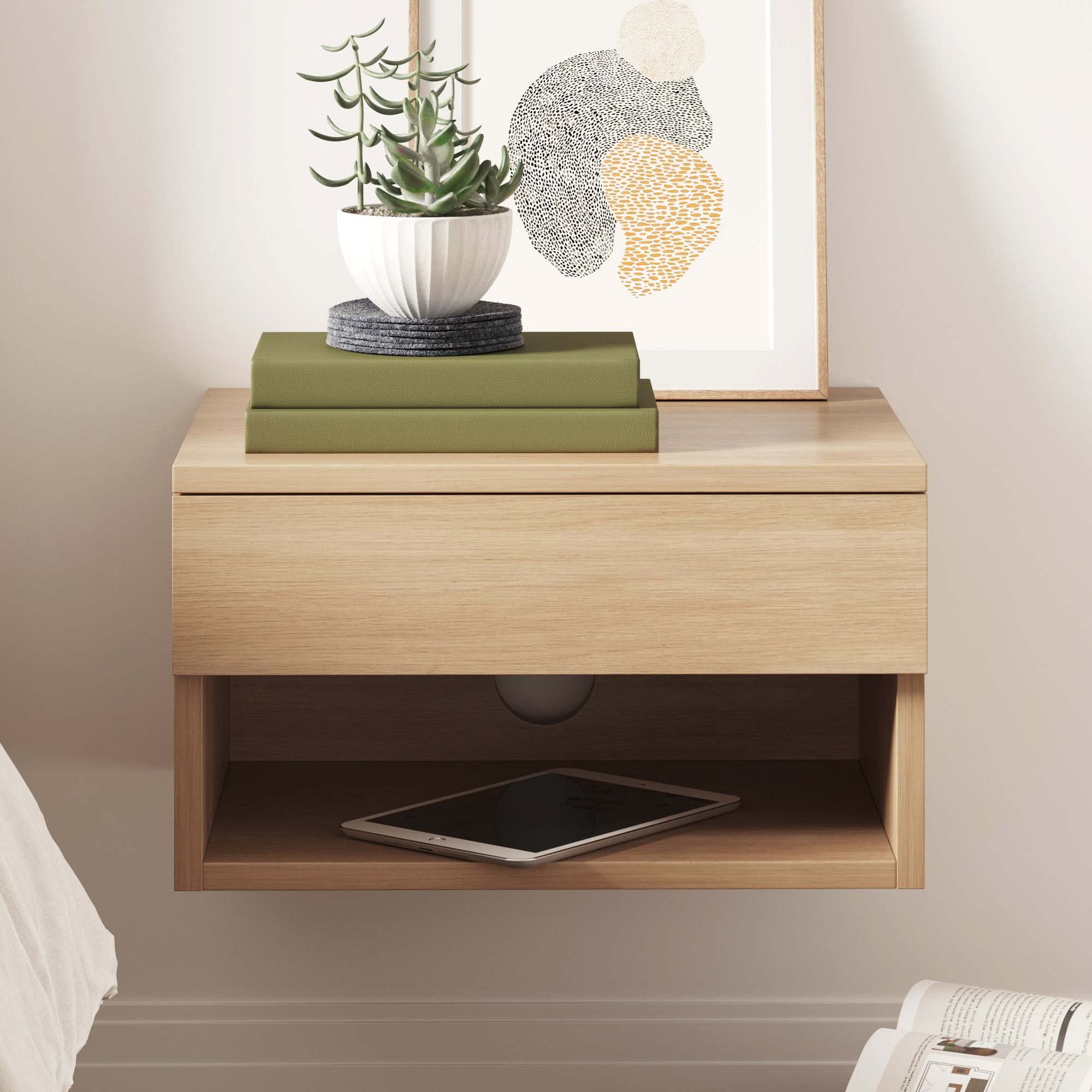 Nathan James Harper Nightstand - Modern Light Oak Wood Side Table with Storage Drawer, Perfect for Bedroom, Living Room or Office