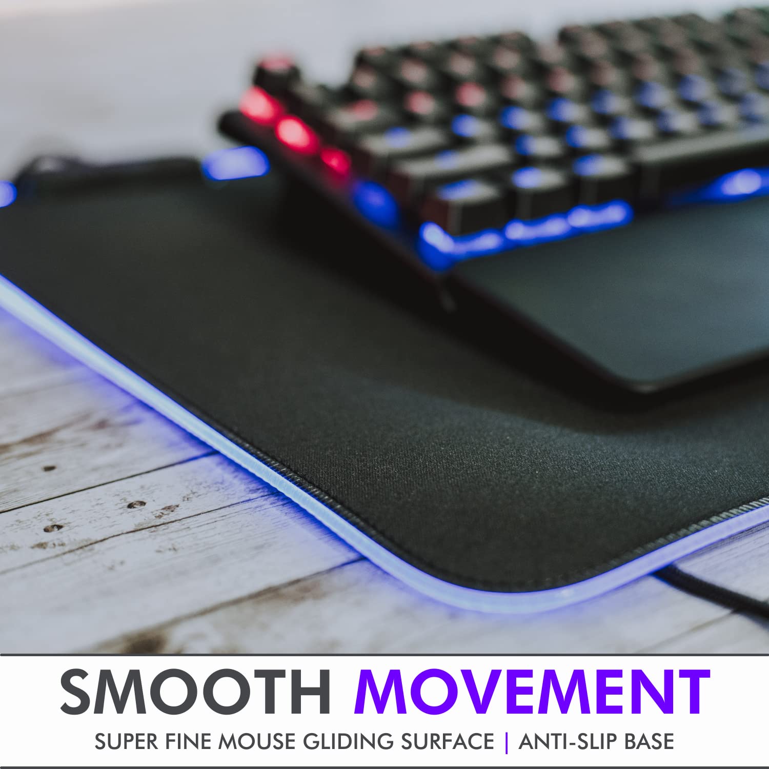 Tilted Nation RGB Gaming Mouse Pad - Large LED Mouse Mat with 8 Adjustable Light Modes, Non-Slip Rubber Base & Waterproof Surface - Perfect for PC Gaming Setup, Office Workstation & Streaming Battlestation