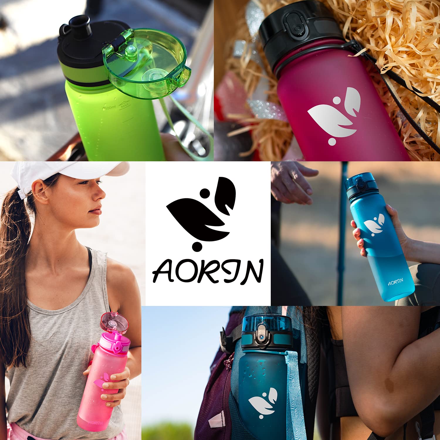 AORIN BPA-Free Tritan Leak-Proof Sports Water Bottle - 350ml/500ml/750ml/1L for Adults & Kids - Ideal for Fitness, Running, Yoga, Cycling & Outdoor Activities - Stay Hydrated at Gym, School or Hiking