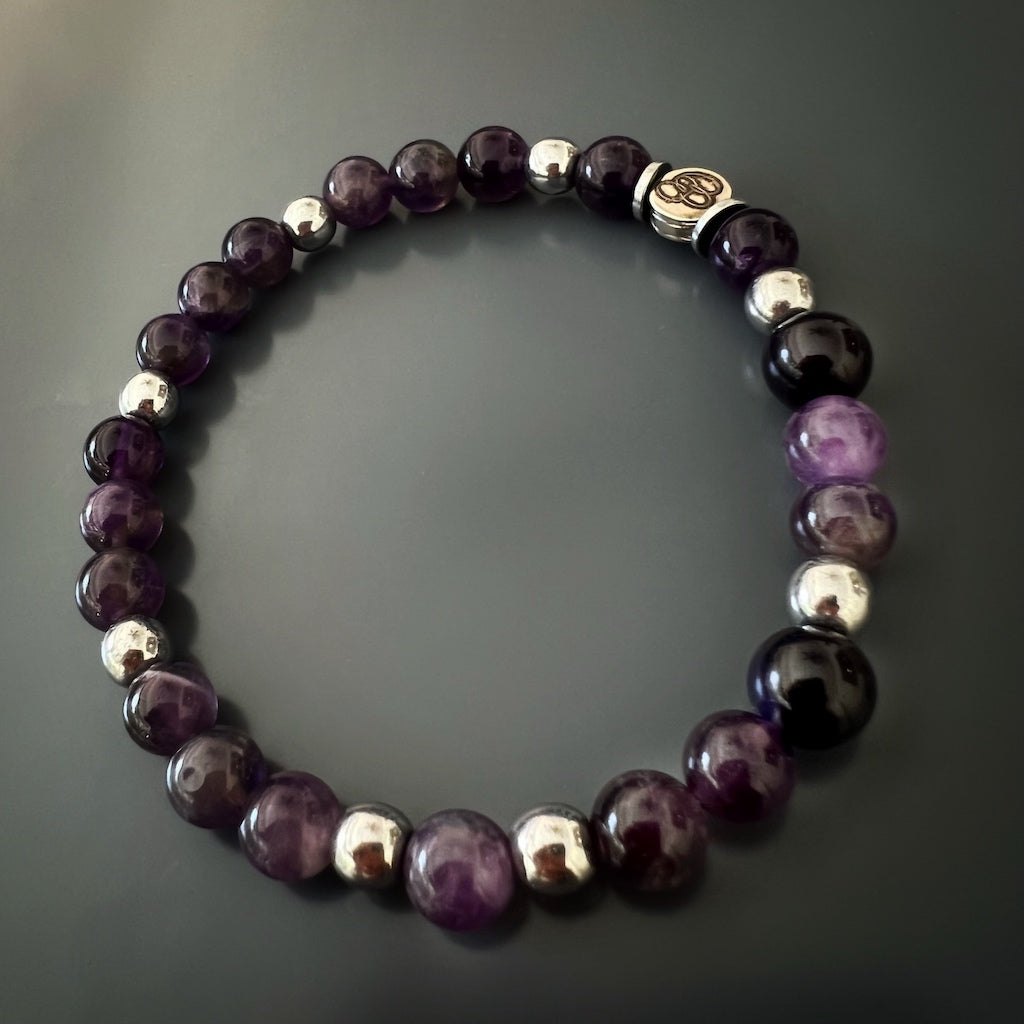 Amethyst Stone Beaded Bracelet for Women - Healing Crystal Energy Jewelry for Spiritual Connection, Meditation & Chakra Balancing | Perfect for Yoga, Reiki & Mindfulness Practice