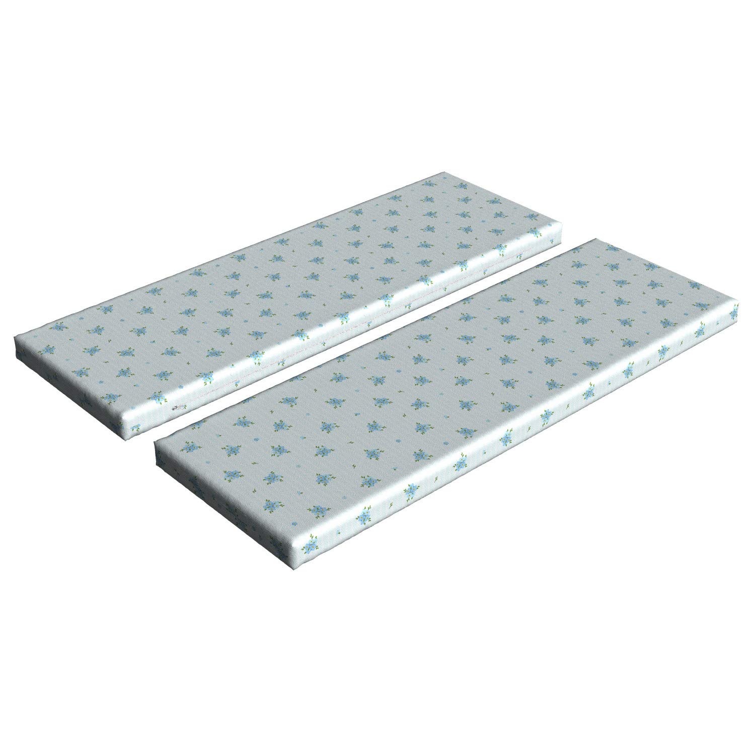 Ambesonne Pastel Bench Cushion Set of 2 - Forget Me Not Floral & Vertical Striped Design - 45