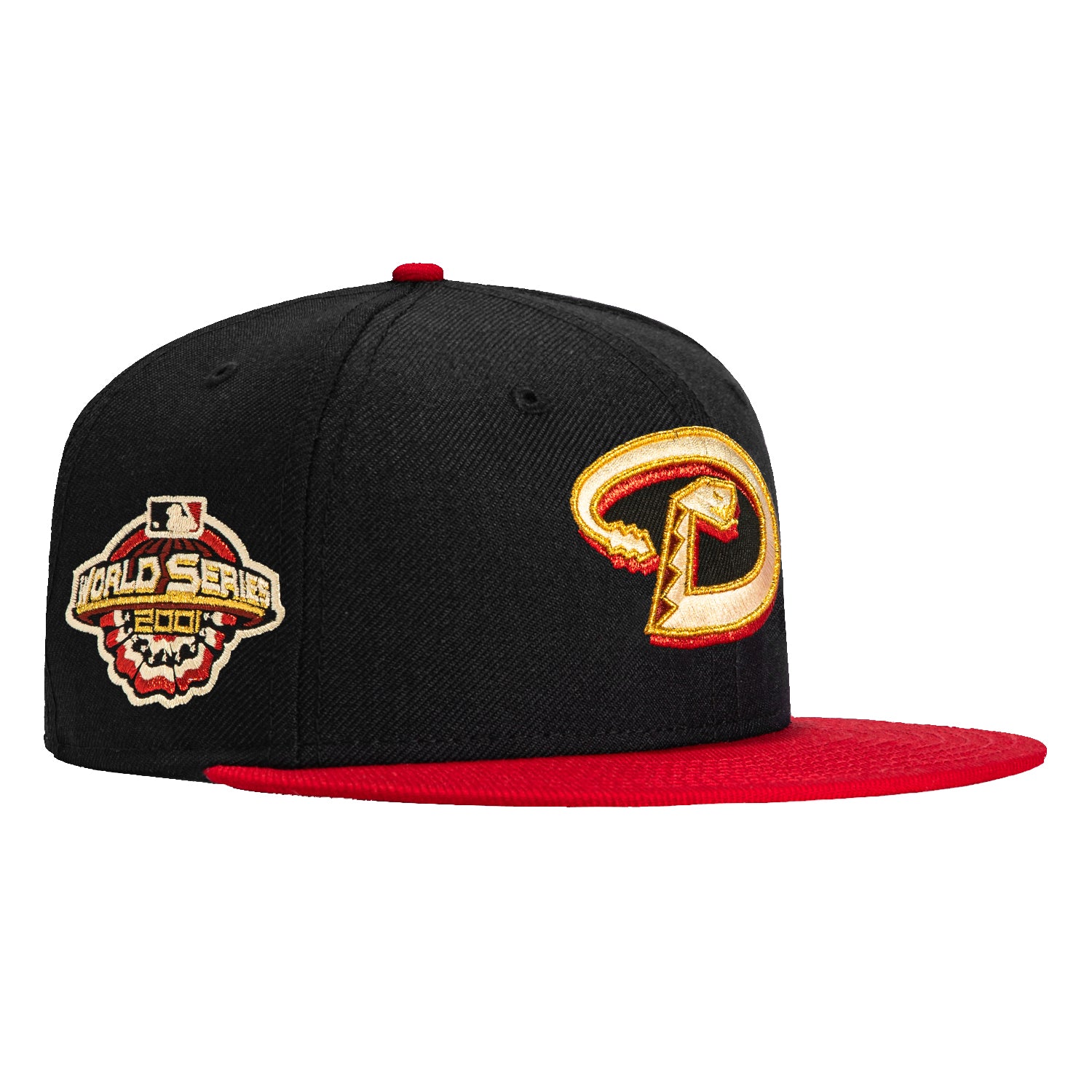 New Era 59Fifty Arizona Diamondbacks 2001 World Series Patch Snapback Hat - Black & Red Baseball Cap for Men & Women - Perfect for MLB Games, Sports Events & Casual Wear