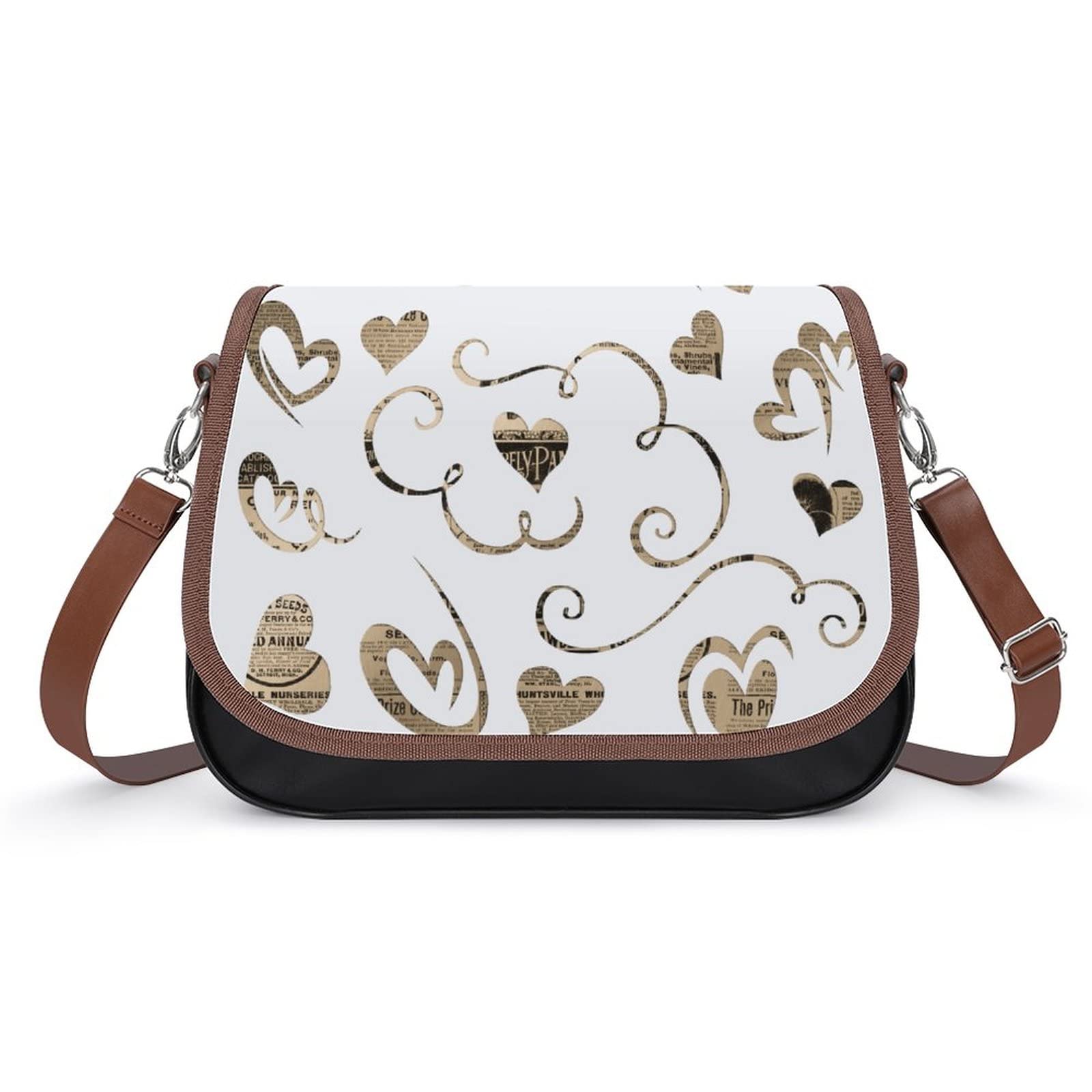 Vintage Newspaper Print Crossbody Bag for Women - Stylish Leather Shoulder Purse, Trendy Hobo Satchel Handbag | Perfect for Daily Commute, Shopping & Travel Accessories