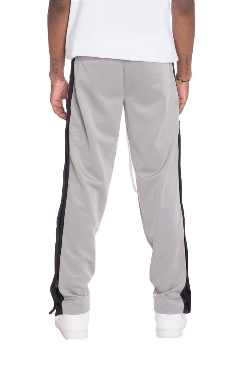 Men's Striped Snap Button Elastic Waist Adjustable Jogger Pants for Running, Workout & Casual Wear