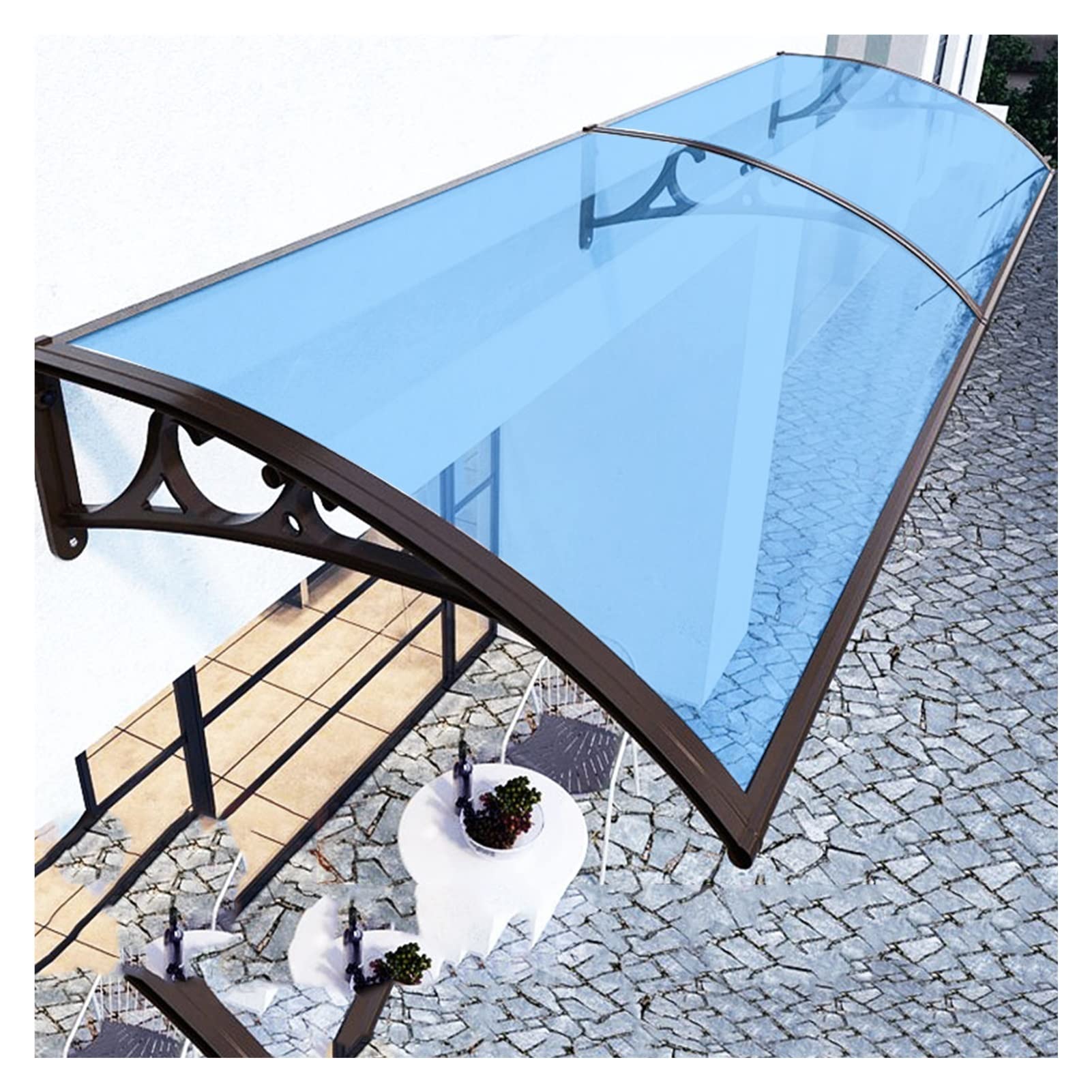 ZWYSL Curved Polycarbonate Door Canopy - 60x200cm Black Outdoor Awning for Front & Back Door Porch Protection - Weatherproof Roof Cover for Home Entryway, Patio & Garden Shelter (23 Size Options)