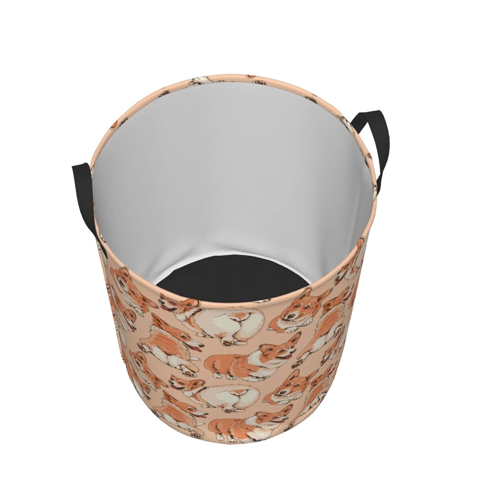 Funny Cute Corgi Dog Collapsible Laundry Basket with Handle - Waterproof Fabric Hamper for Clothes, Toys & Bathroom Storage - Large Foldable Organizer Bin for Dirty Laundry (Perfect for Bedroom, Nursery & Laundry Room Organization)