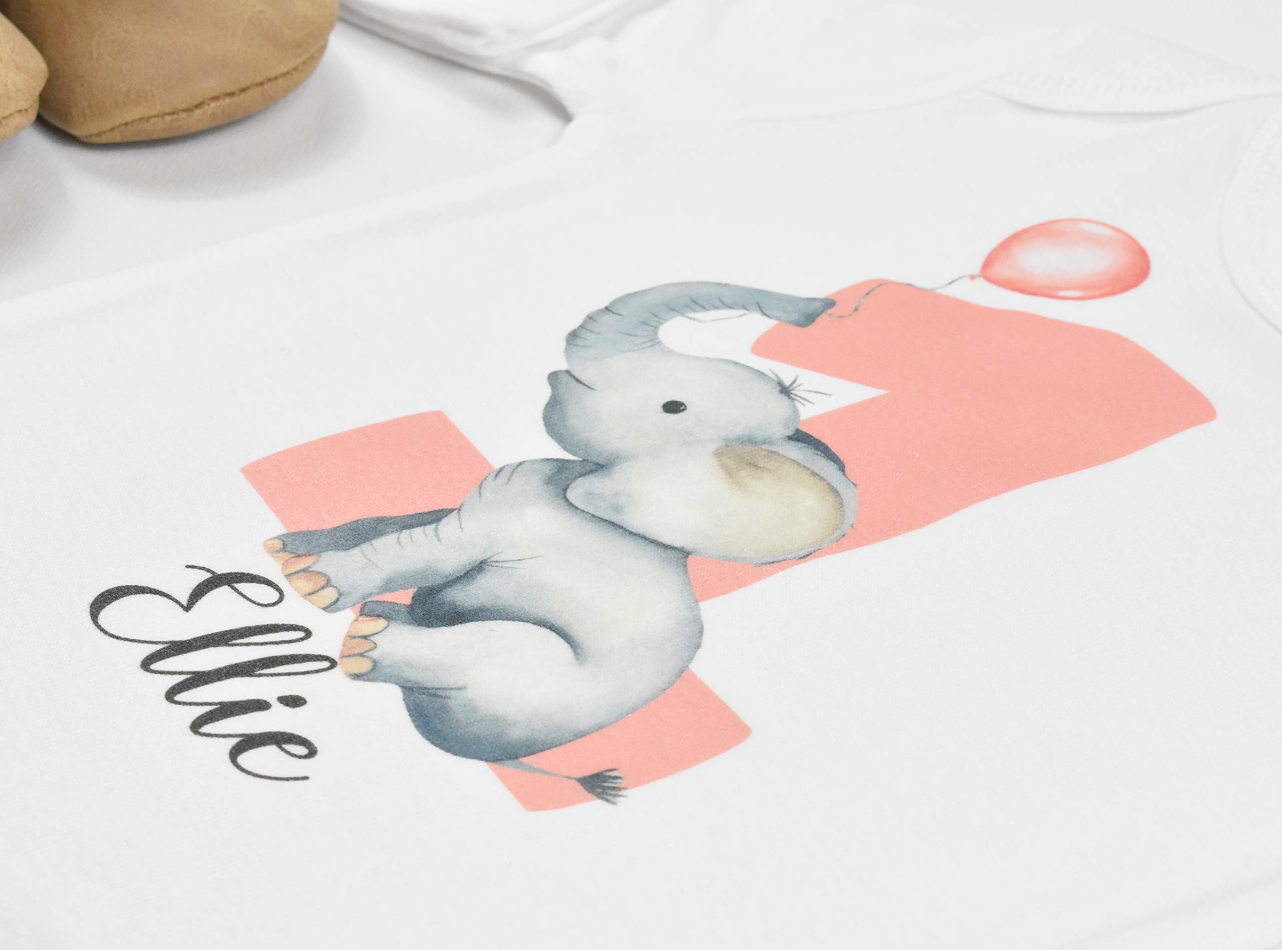Elephant Baby Name Shirt | First Birthday Outfit for Girls | 1st Birthday Onesie | Cake Smash Romper | Personalized Baby Girl Gift | Birthday Party, Photo Shoot & Special Occasion Outfit