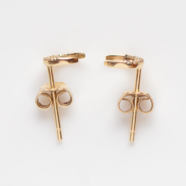 Solid Gold Waxing and Waning Crescent Moon Stud Earrings - Dainty Celestial Jewelry for Everyday Wear & Special Occasions