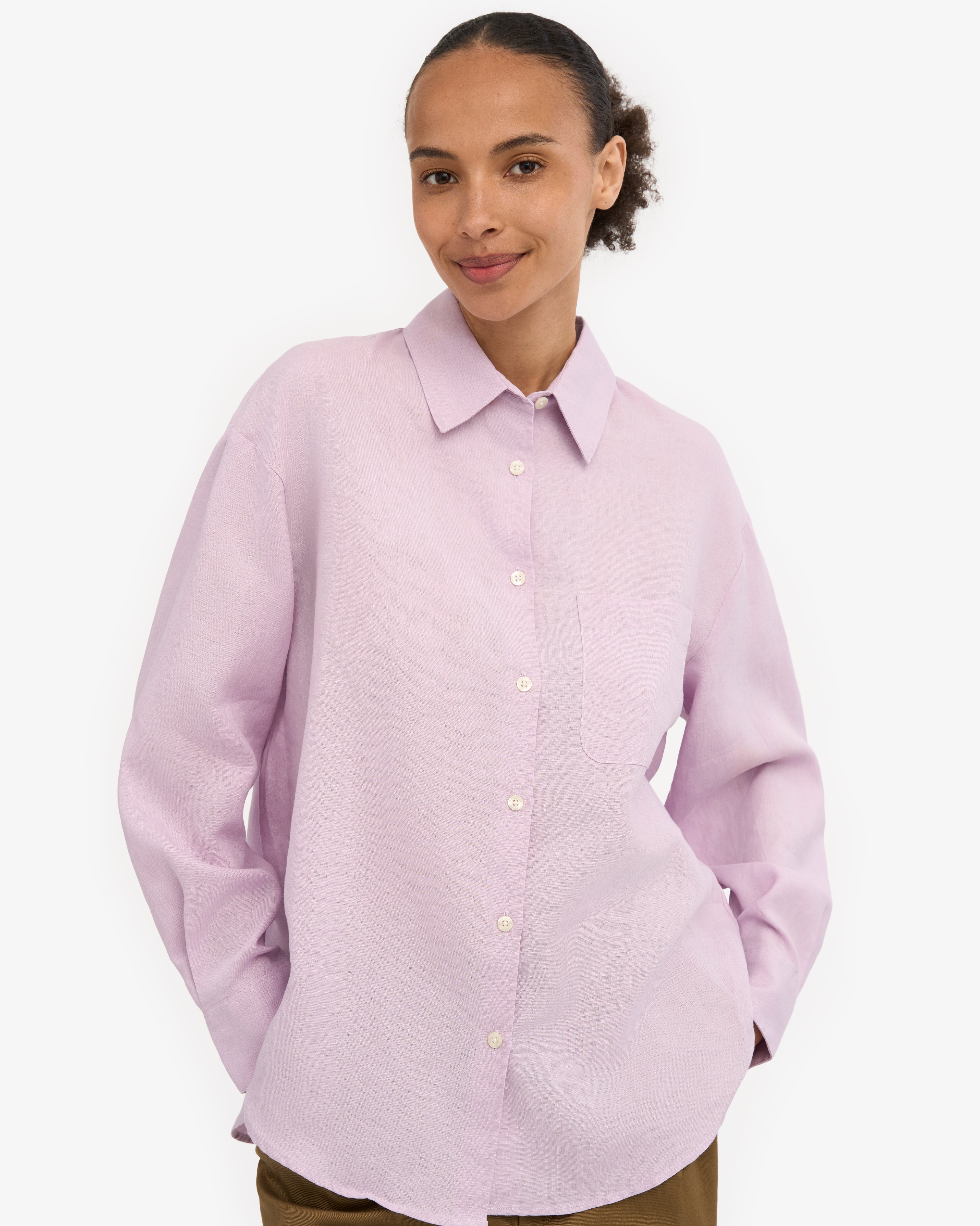 Linen Oversized Shirt for Women - Floral Cherry Blossom Print - Loose Fit Casual Button Down Shirt - Perfect for Spring Outfits, Beach Cover-Up & Boho Style