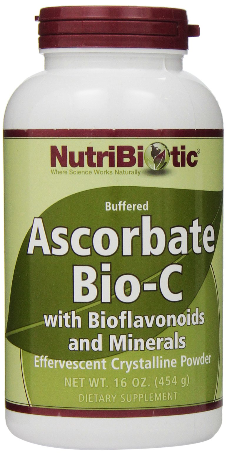 NutriBiotic Ascorbate Bio-C Effervescent Vitamin C Powder with Lemon Bioflavonoids - 16 Oz | Calcium, Magnesium, Zinc & Selenium Mineral Complex | Vegan Antioxidant for Immune & Collagen Support | Great for Daily Wellness & Post-Workout Recovery