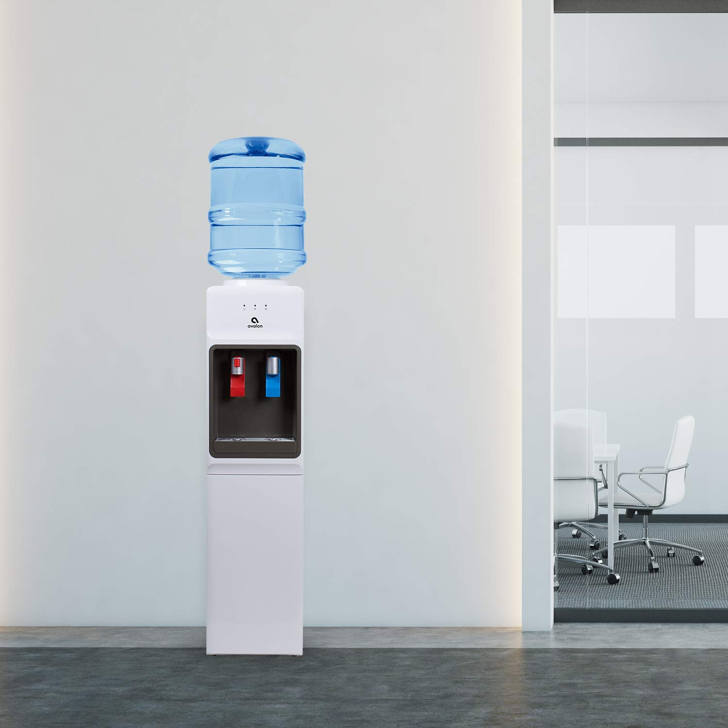 Avalon Top Loading Water Cooler Dispenser with Hot & Cold Water - Child Safety Lock, Slim Space-Saving Design for Home & Office - Compatible with 3 & 5 Gallon Bottles - UL Certified - Perfect for Kitchens, Break Rooms and Dormitories