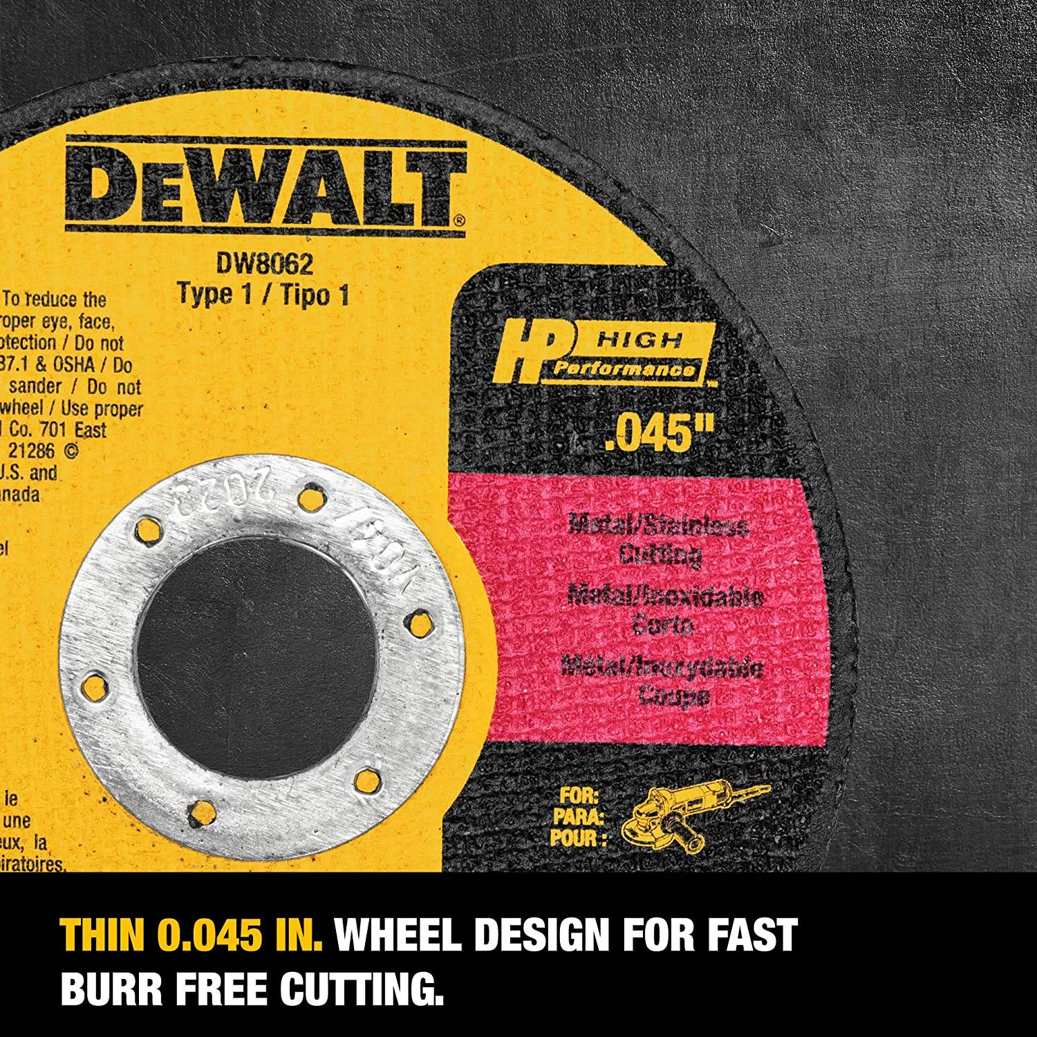 DEWALT 4-1/2 Inch Angle Grinder Cut-Off Wheel - 5-Pack General Purpose Metal & Steel Cutting Discs (DW8062B5) - Perfect for DIY Projects, Metal Fabrication, and Construction Work