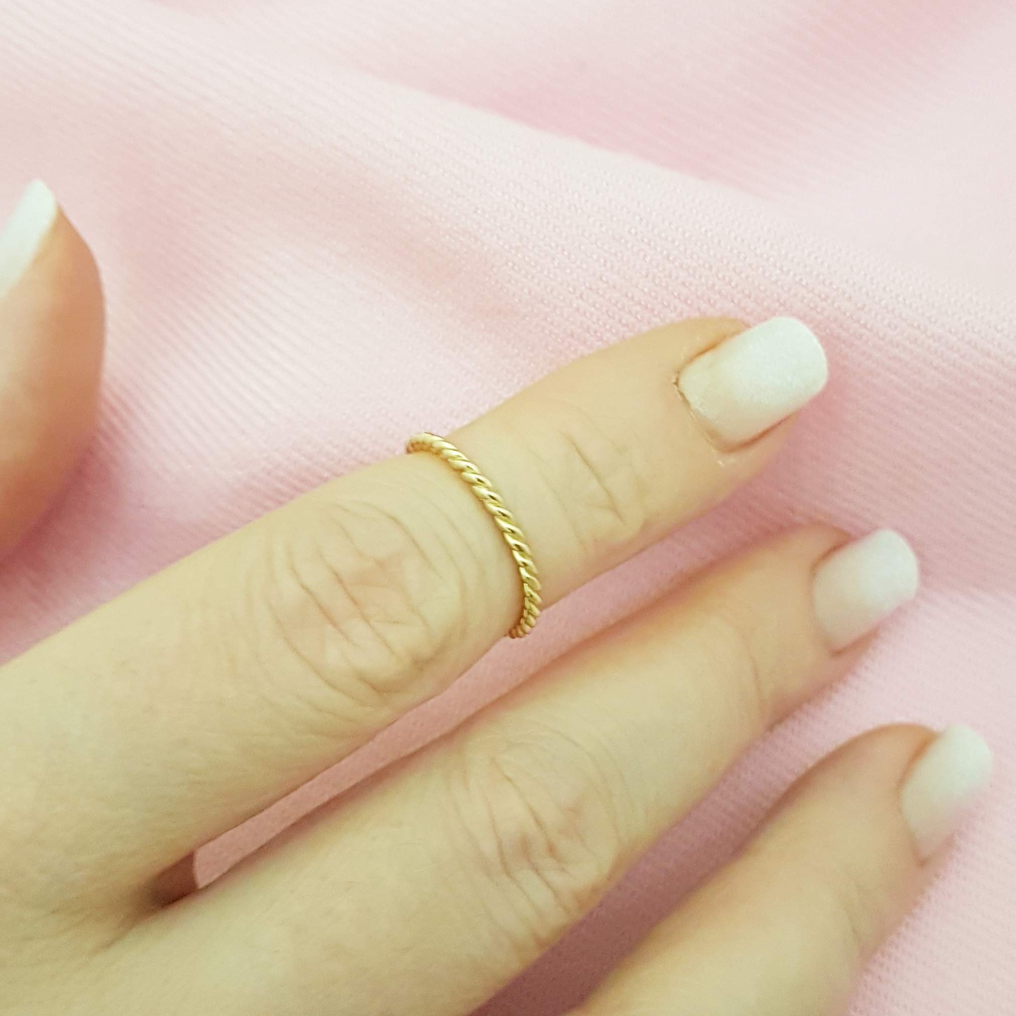 14K Real Solid Gold Rope Ring for Women - Dainty Twisted Rope Design, Elegant Minimalist Jewelry - Perfect Christmas & Birthday Gift for Her, Anniversary Present, Everyday Wear or Special Occasions