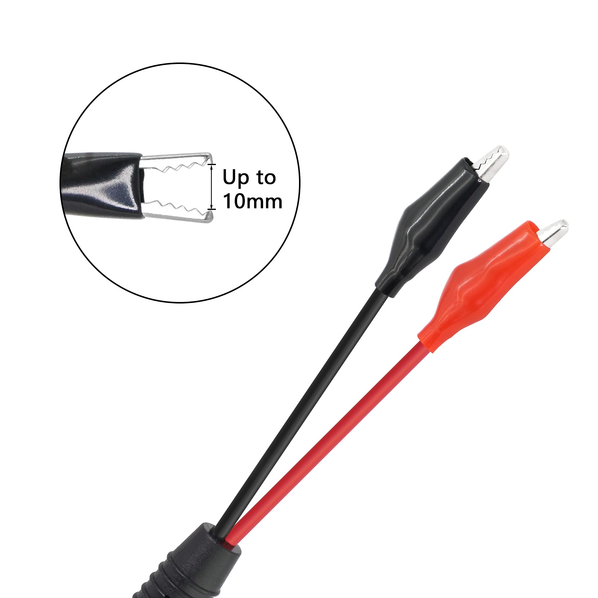 YACSEJAO USB Test Leads with Alligator Clips - Red & Black Wires (1 Male + 1 Female) - 5A Max Current, 19.7in/50cm Length - Perfect for Electronics Testing, DIY Projects & Circuit Debugging