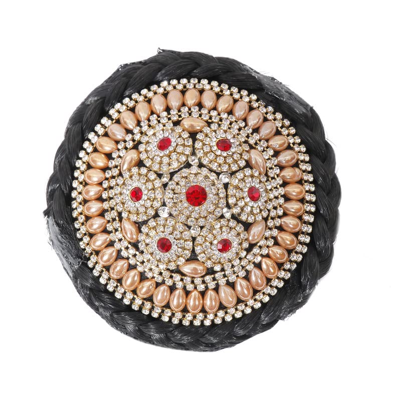 Navjai Hair Stone Work Wedding Bridal Artificial Bun/Juda Maker - Hair Extension Accessories for Women & Girls | Perfect for Bridal Hairstyles, Parties & Special Occasions
