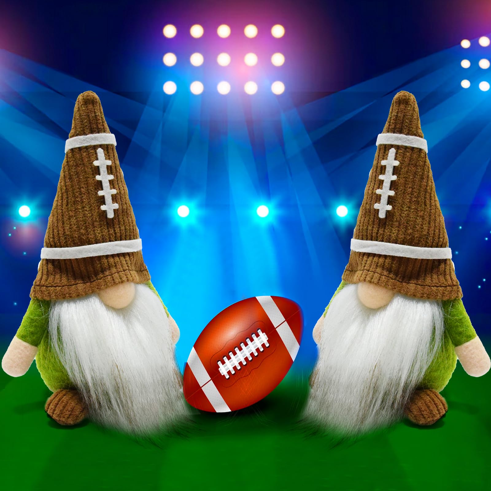Little Football Rugby Gnomes Plush Ornaments - Cute Swedish Tomte Nisse Dwarf Gnome Doll for Sports Game Fans - Perfect Gift & Tiered Tray Home Decor for Game Day Parties & Scandinavian Christmas Decorations