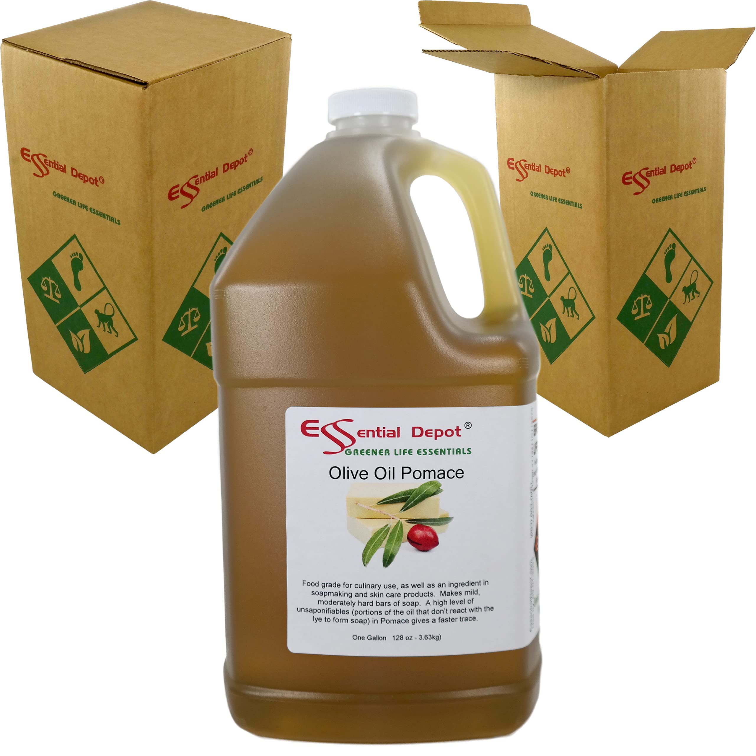 Premium Pomace Olive Oil - Food Grade, 2 Gallons (256 oz) - Pack of 2 x 1 Gallon HDPE Containers with Resealable Cap - Ideal for Cooking, Baking & Salad Dressings