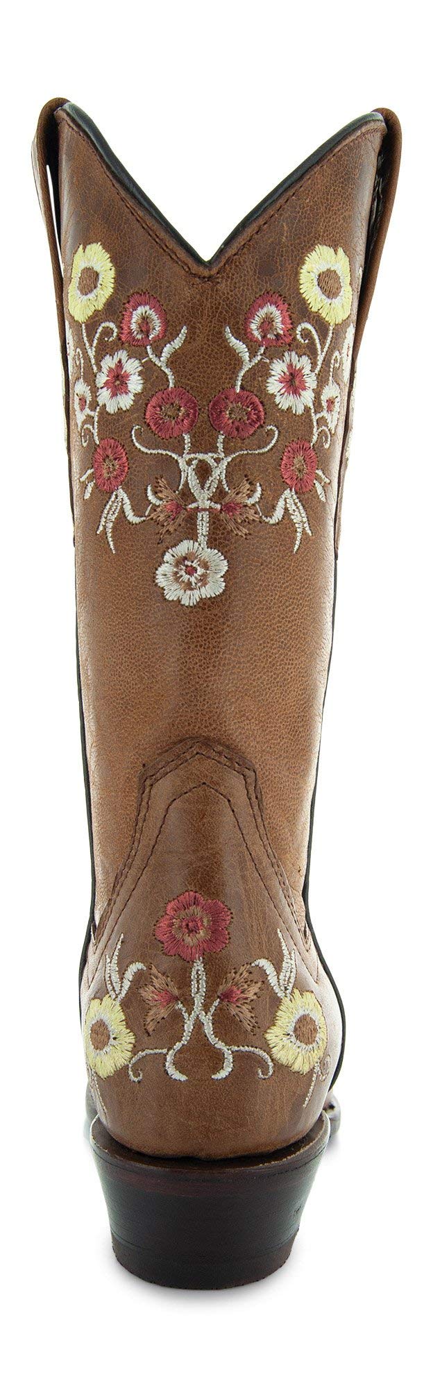Soto Boots Women's Showstopper Snipped Toe Floral Cowgirl Boots – Genuine Leather Handcrafted Western Boots for Women | M50044 Tan | Perfect for Country Dancing, Rodeos & Western Fashion