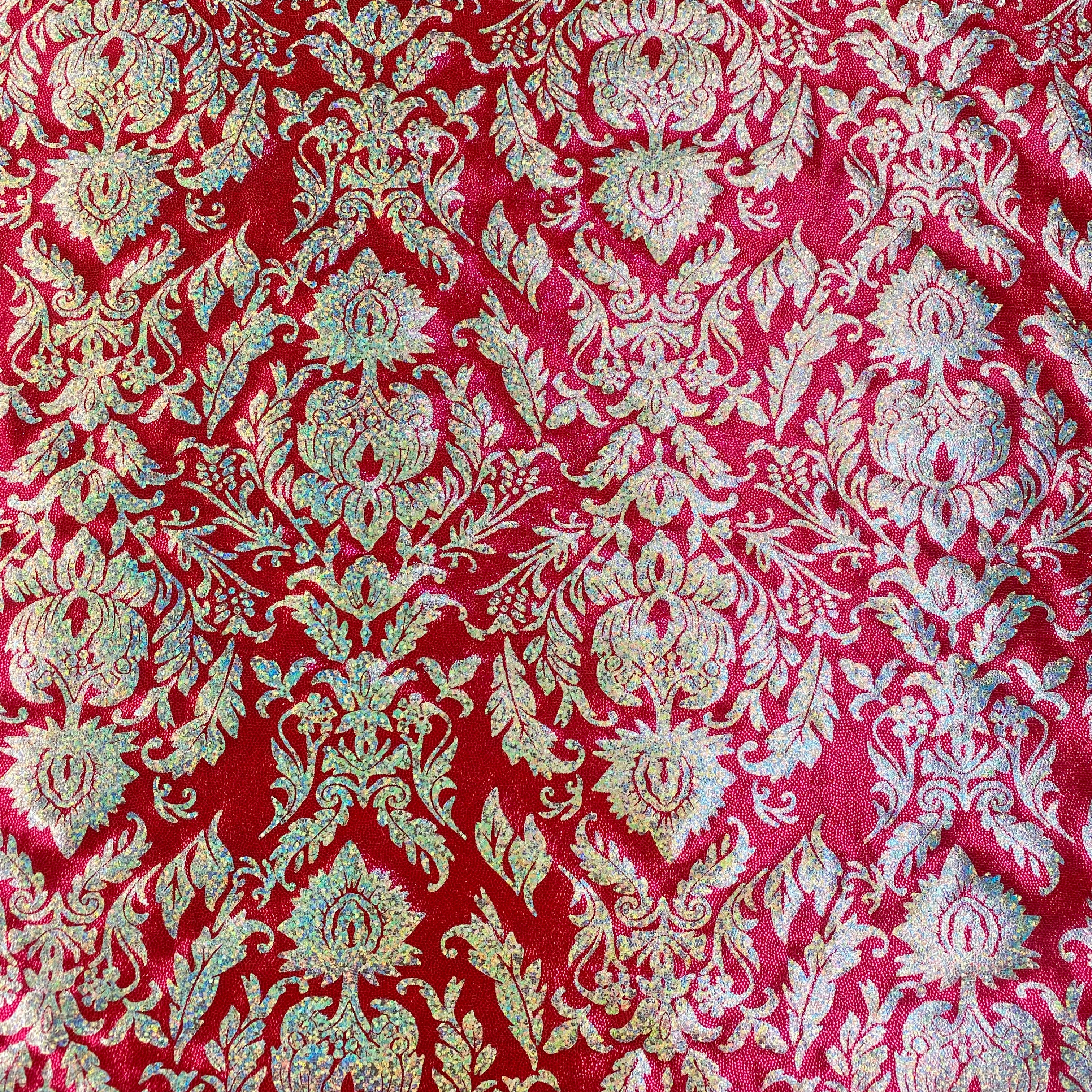 Hologram Fog Finish Nylon Spandex Fabric - Grace Cherry Print - Perfect for DIY Fashion, Cosplay Costumes & Home Decor Projects