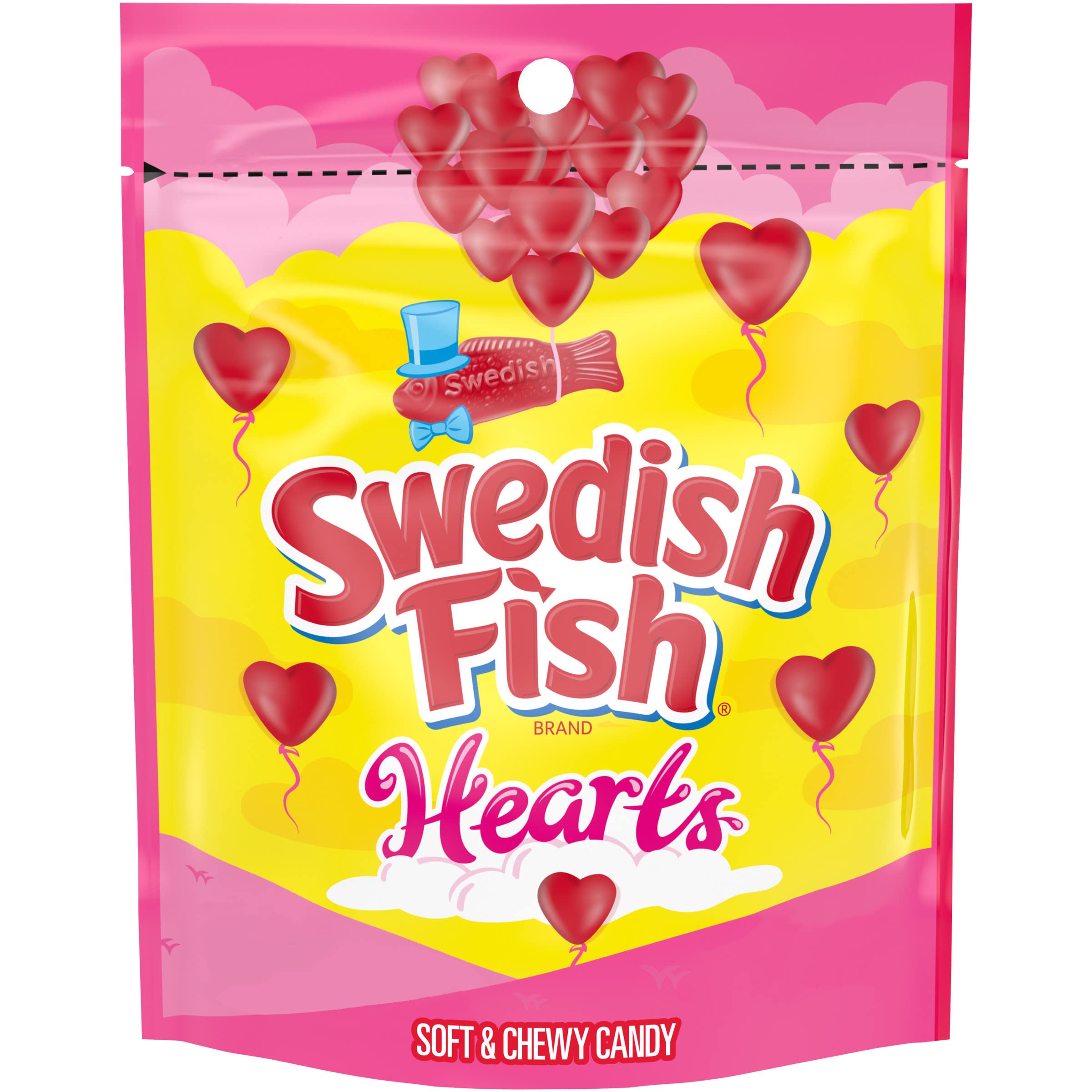 Swedish Fish Soft & Chewy Valentine's Day Candy Hearts - 10 oz Bag - Perfect for Valentine's Gifts, Party Favors & Sweet Treats