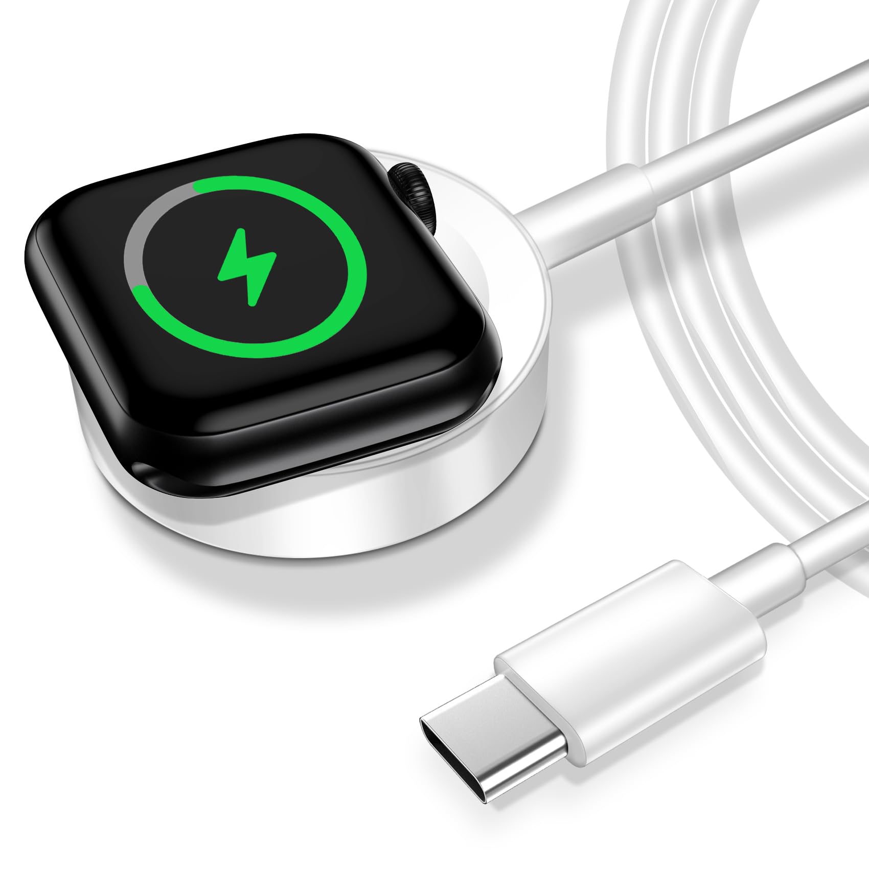 Magnetic Charging Cable for Apple Watch - USB C Wireless Charger Compatible with iWatch Series Ultra 2/Ultra/8/7/6/SE/SE 2/5/4/3/2 - 4.9FT/1.5M White - Perfect for Home, Office, Travel & Nightstand Charging