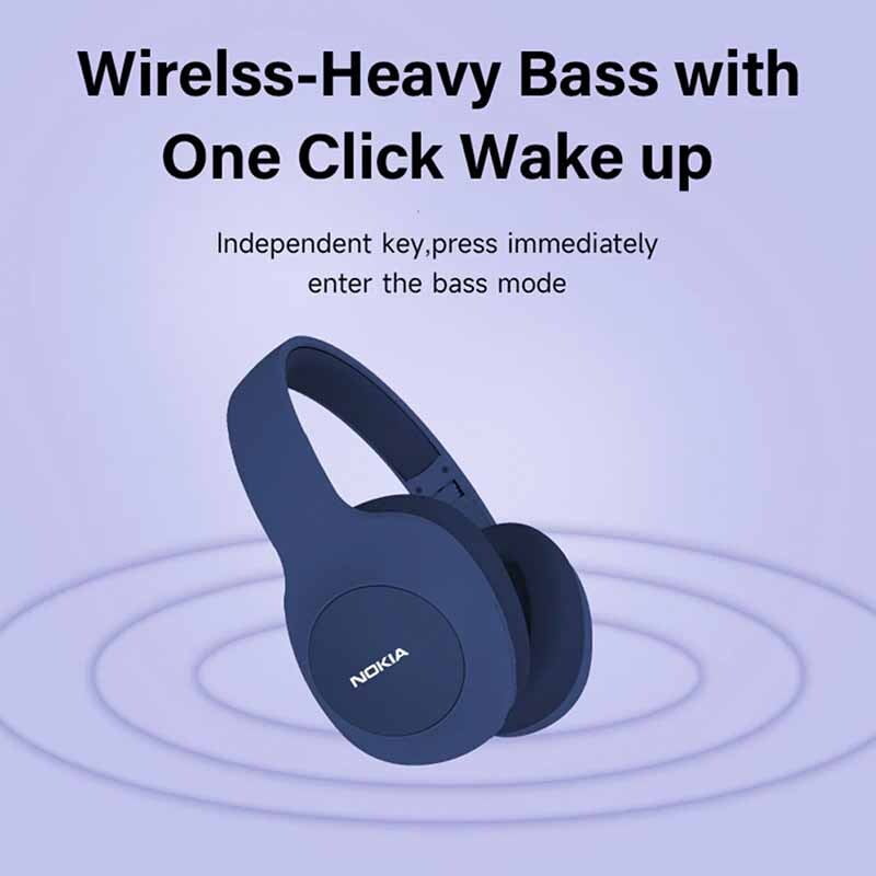 Nokia E1200 Wireless Bluetooth Headphones - Noise Cancelling, 30H Battery Life - Perfect for Workouts, Commuting & Office Use