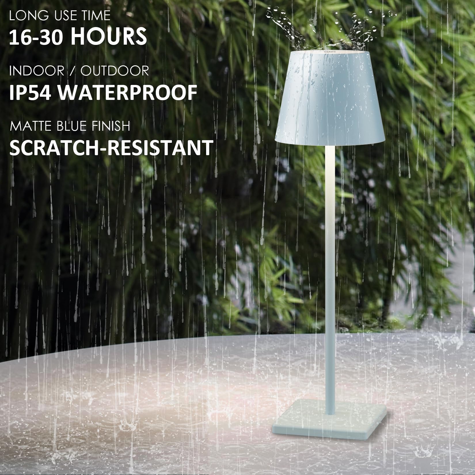 4 Pack Rechargeable LED Table Lamps - 6000mAh Battery, Waterproof Cordless Desk Lamp with Stepless Dimming - Perfect for Camping, Bedroom, Restaurant & Outdoor Use (Blue)